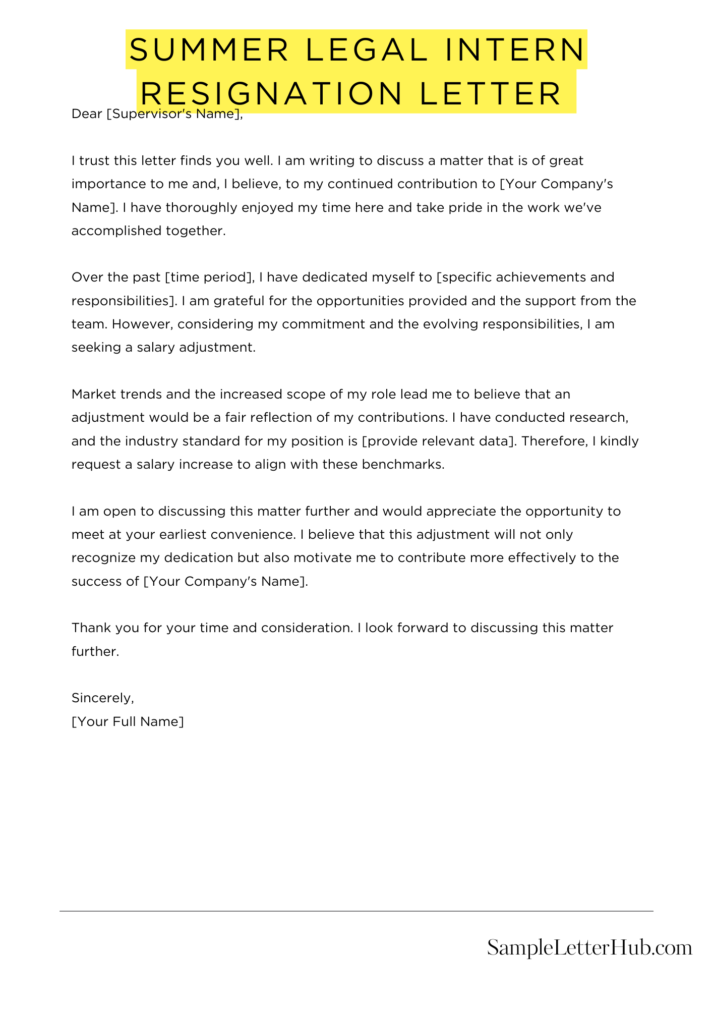 Summer Legal Intern Resignation Letter 