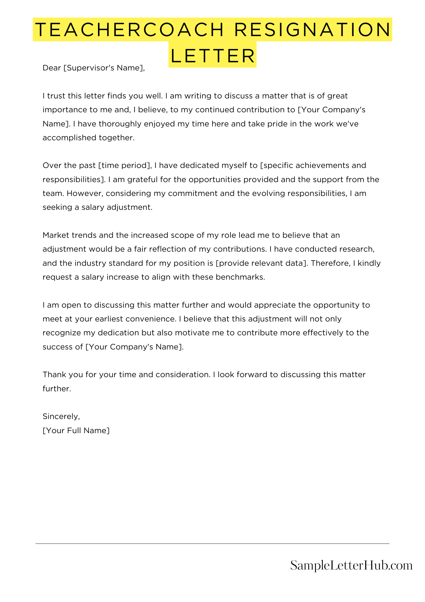 Teachercoach Resignation Letter