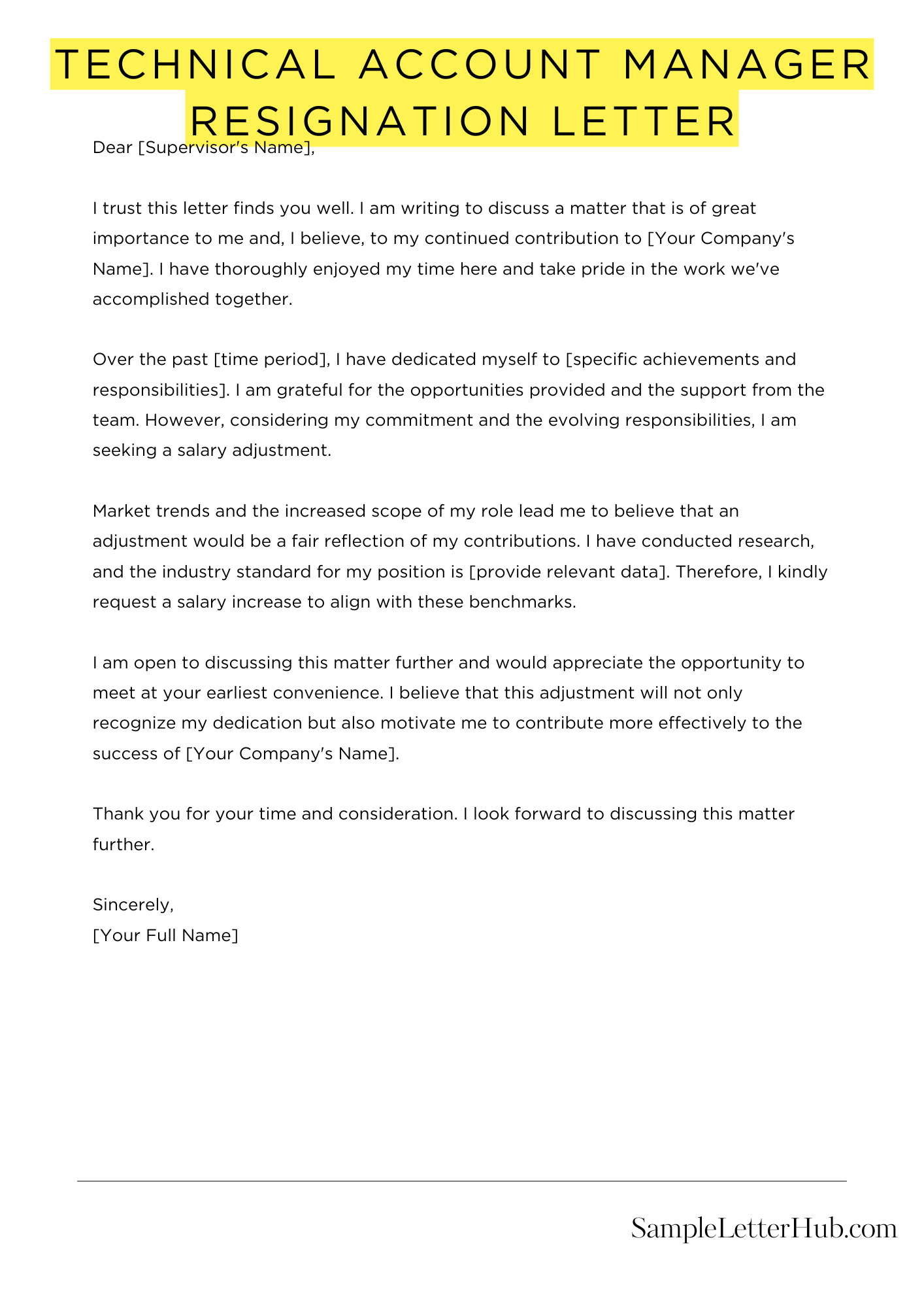 Technical Account Manager Resignation Letter