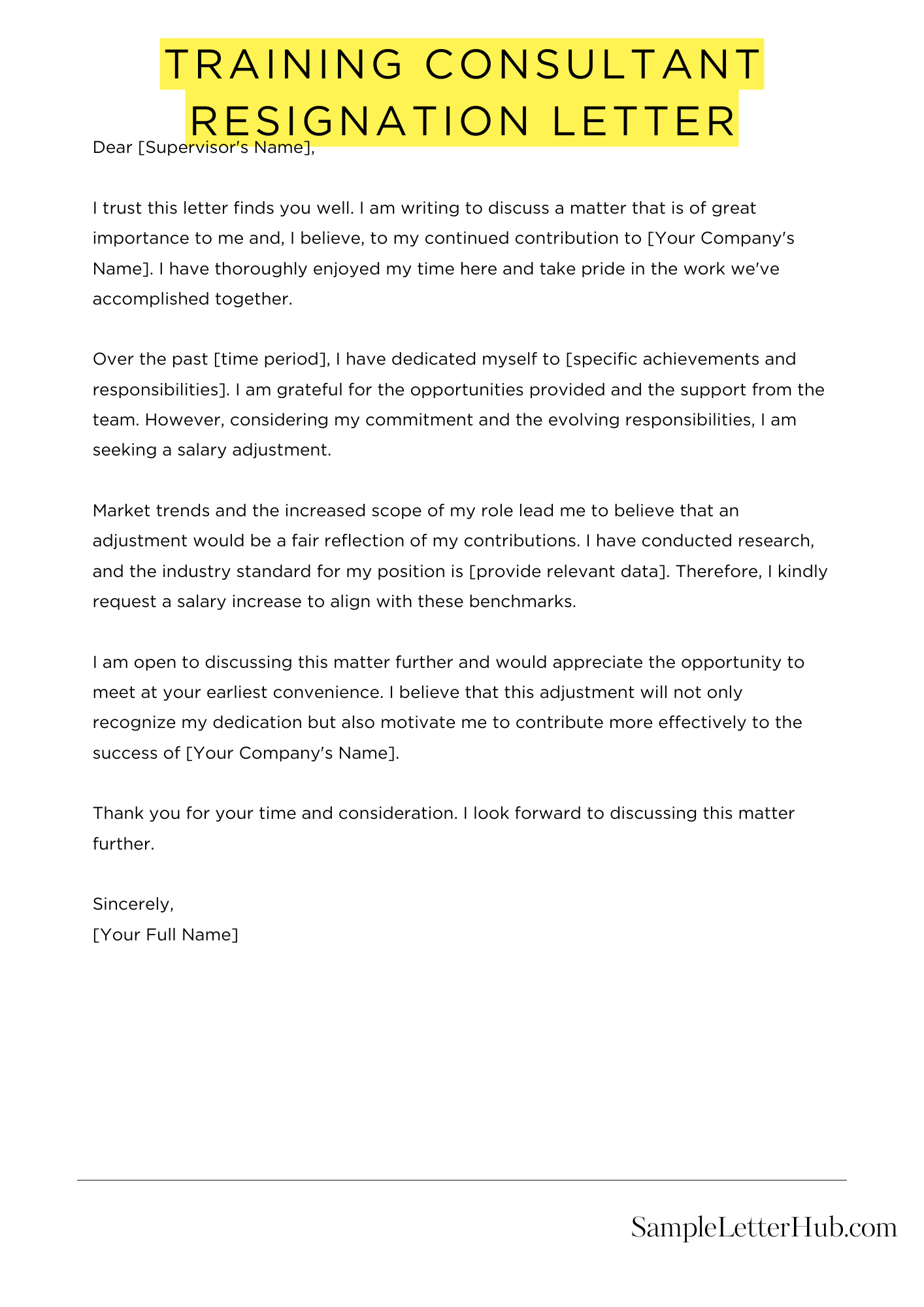 Training Consultant Resignation Letter