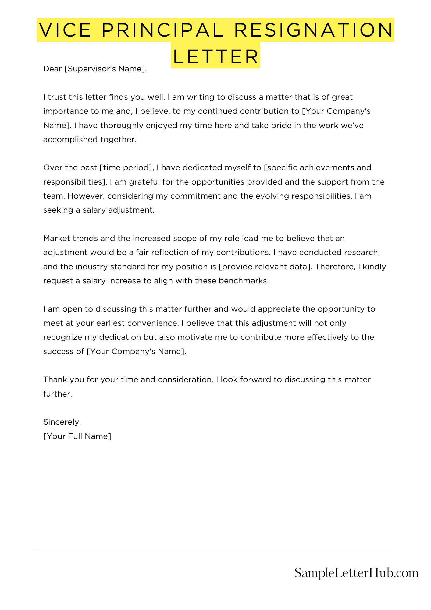 Vice Principal Resignation Letter