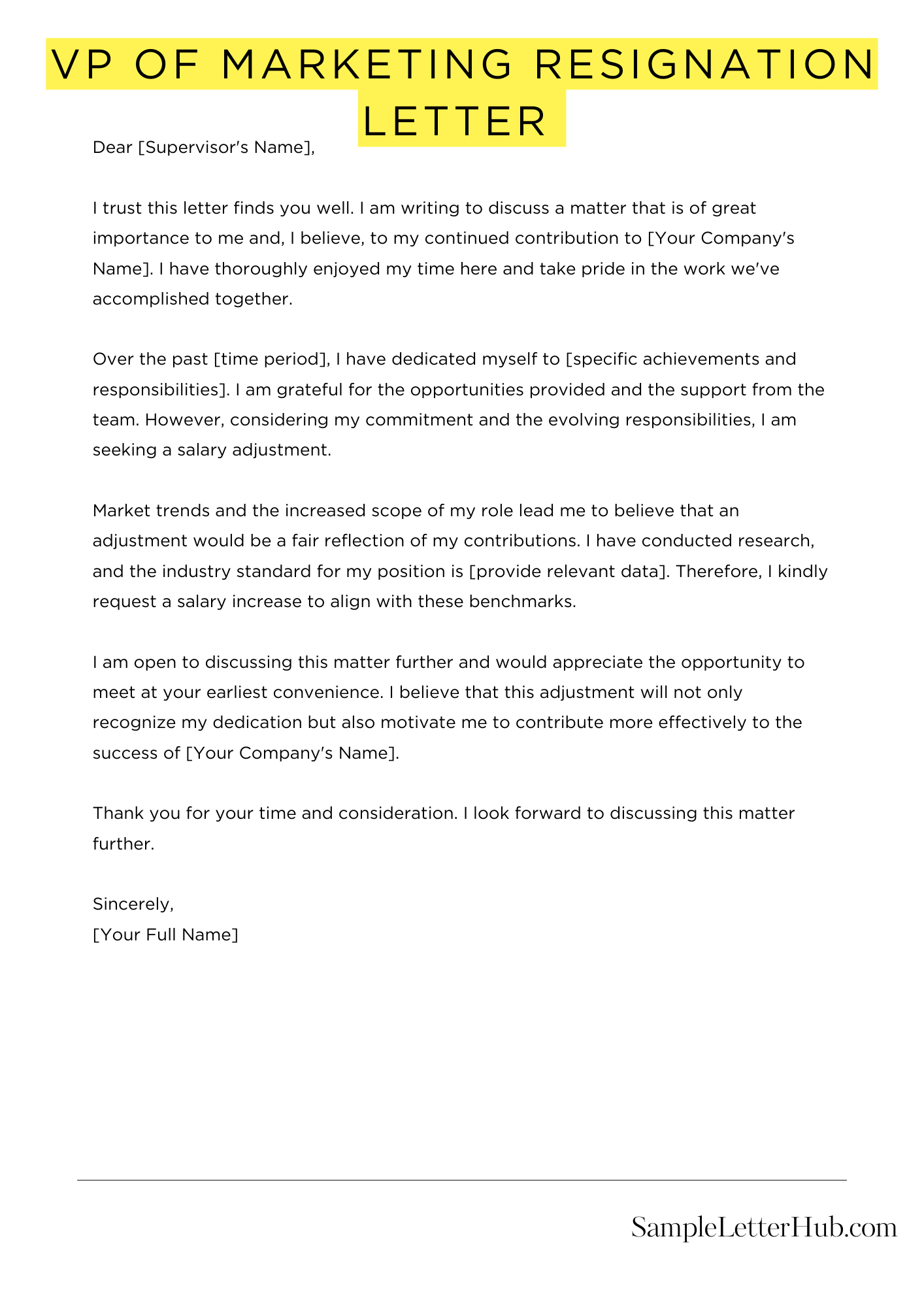 Vp Of Marketing Resignation Letter 