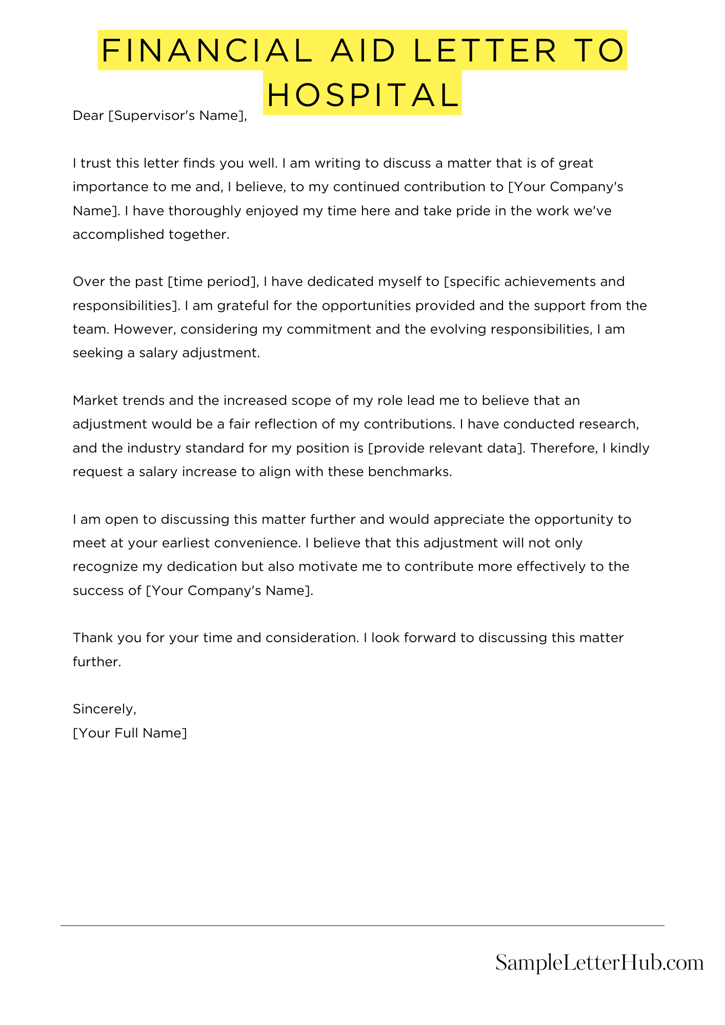Financial Aid Letter To Hospital 5 Samples 