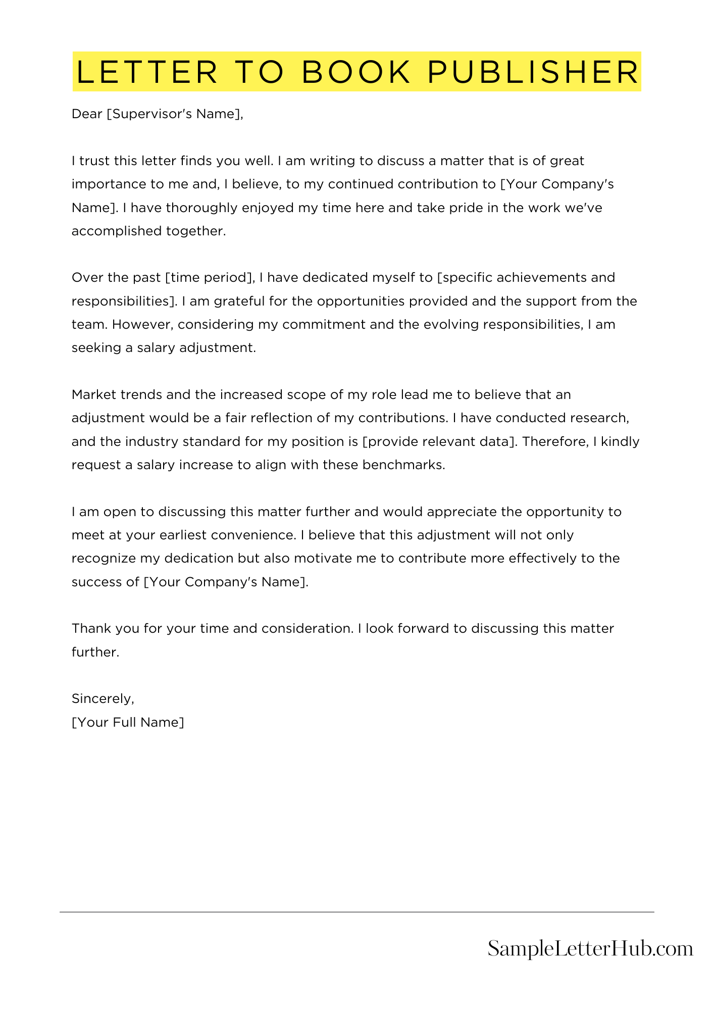 Letter To Book Publisher