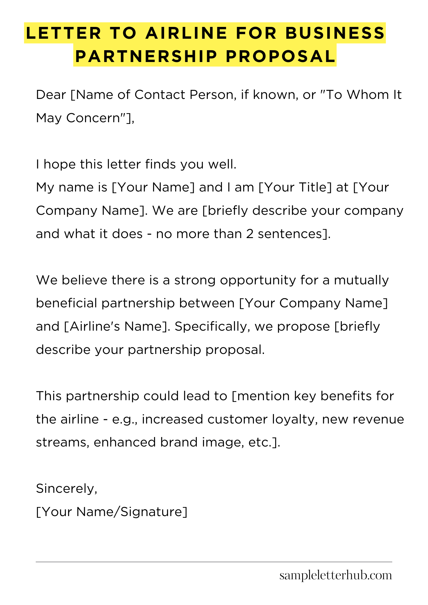 Letter To Airline For Business Partnership Proposal