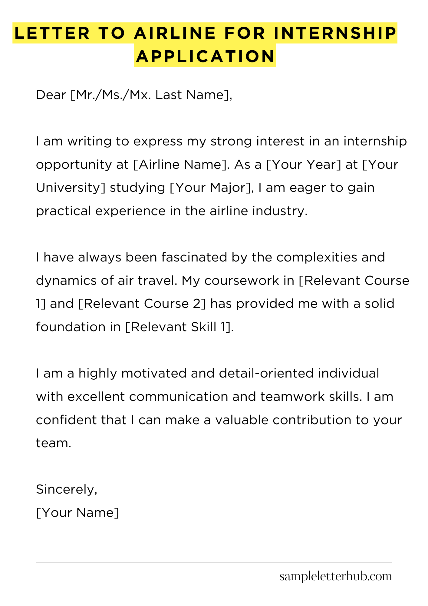 Letter To Airline For Internship Application