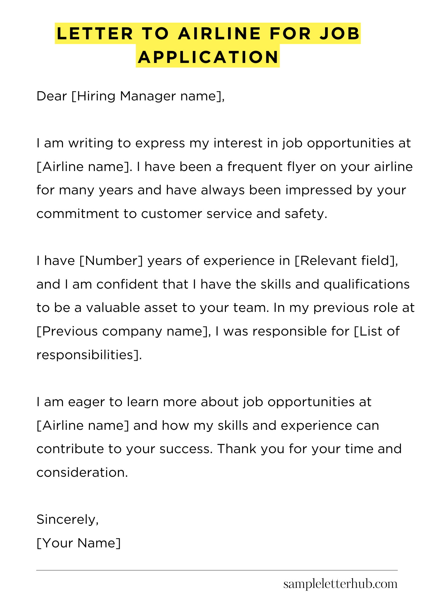 Letter To Airline For Job Application