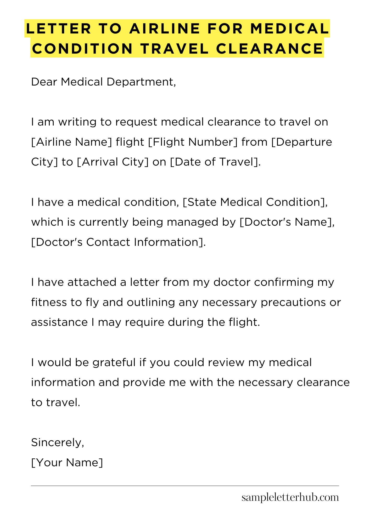 Letter To Airline For Medical Condition Travel Clearance