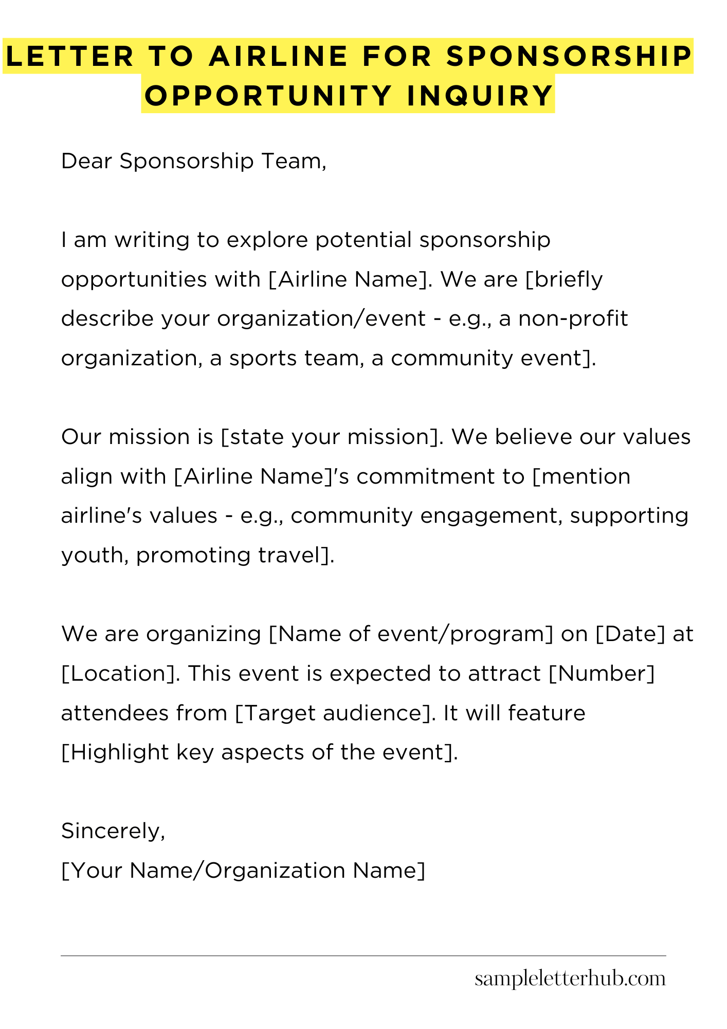 Letter To Airline For Sponsorship Opportunity Inquiry