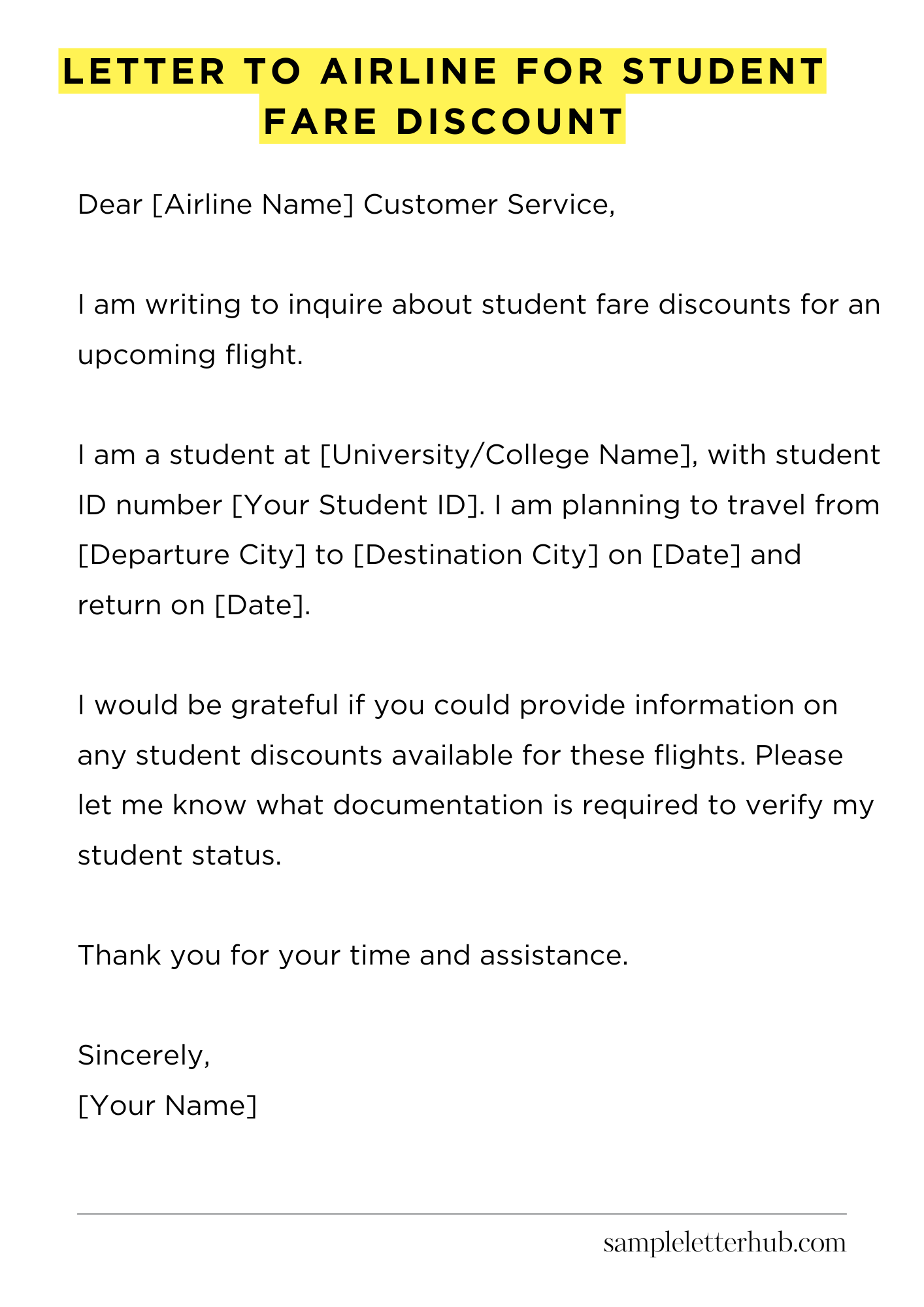 Letter To Airline For Student Fare Discount