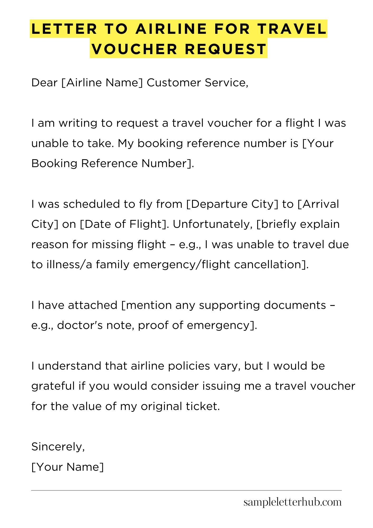 Letter To Airline For Travel Voucher Request