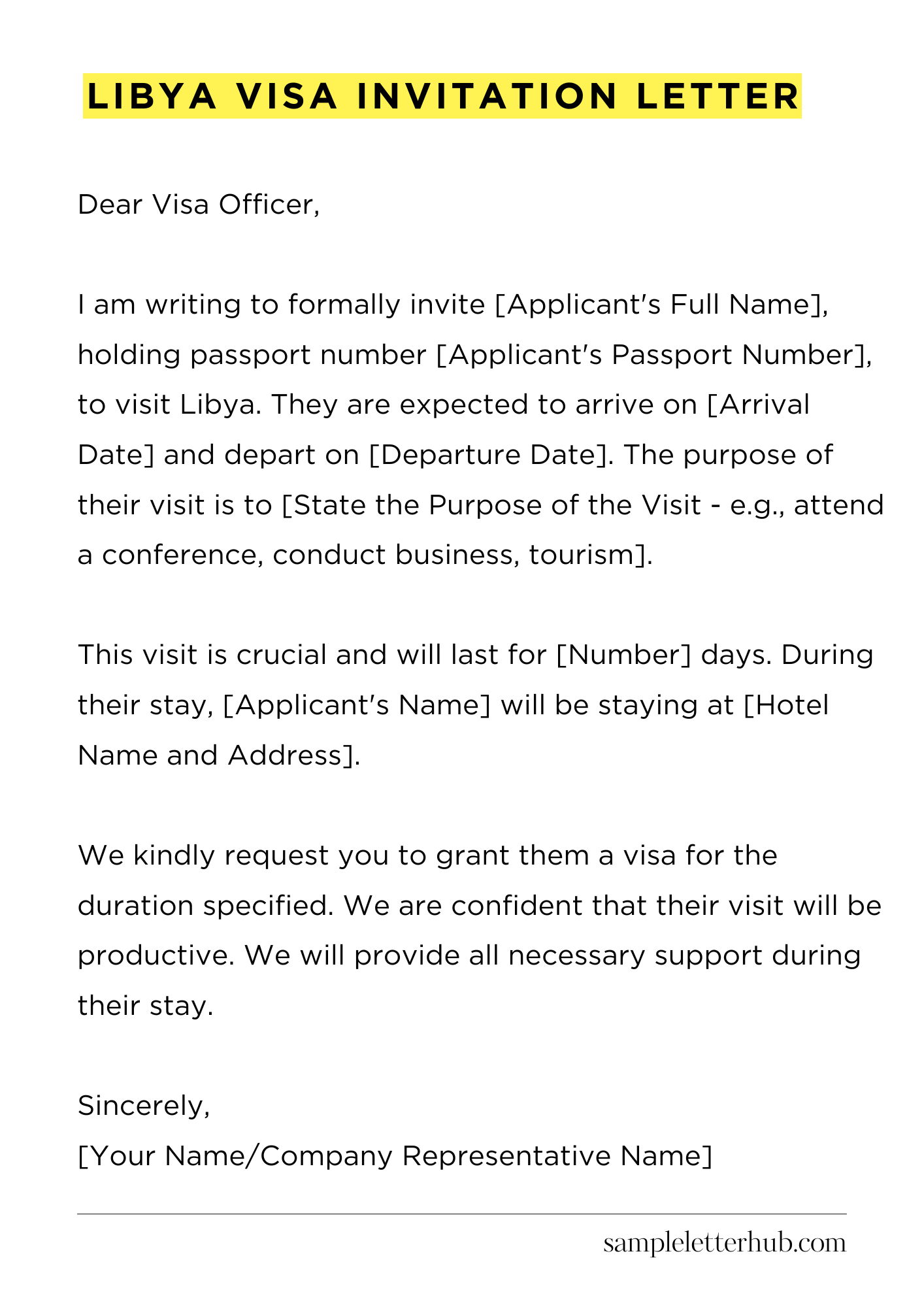 Libya Visa Invitation Letter