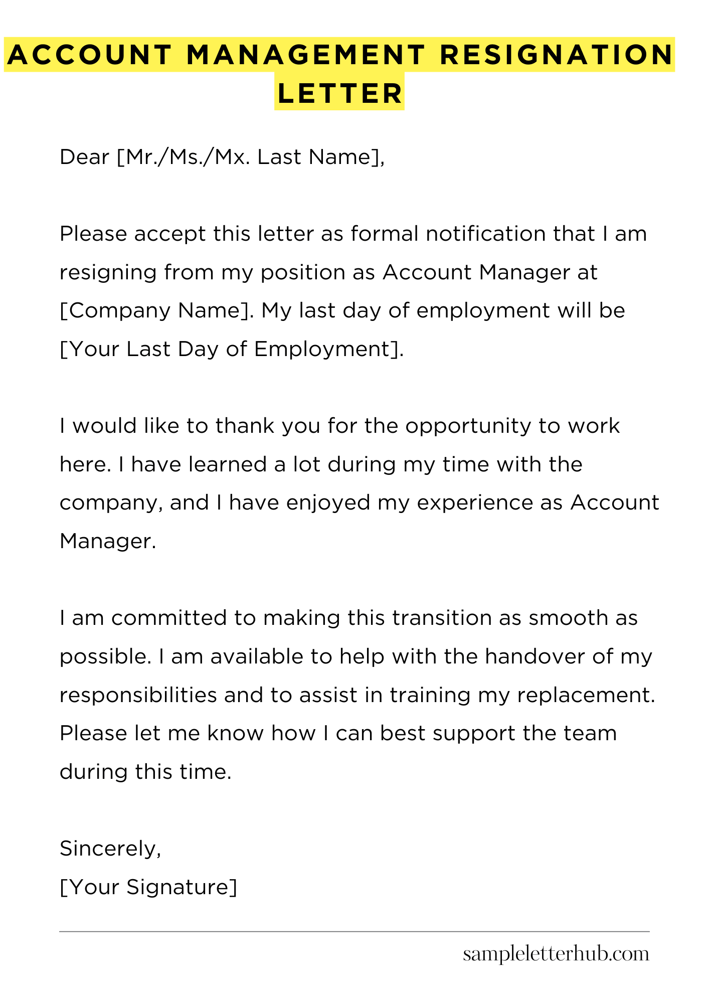 Account Management Resignation Letter