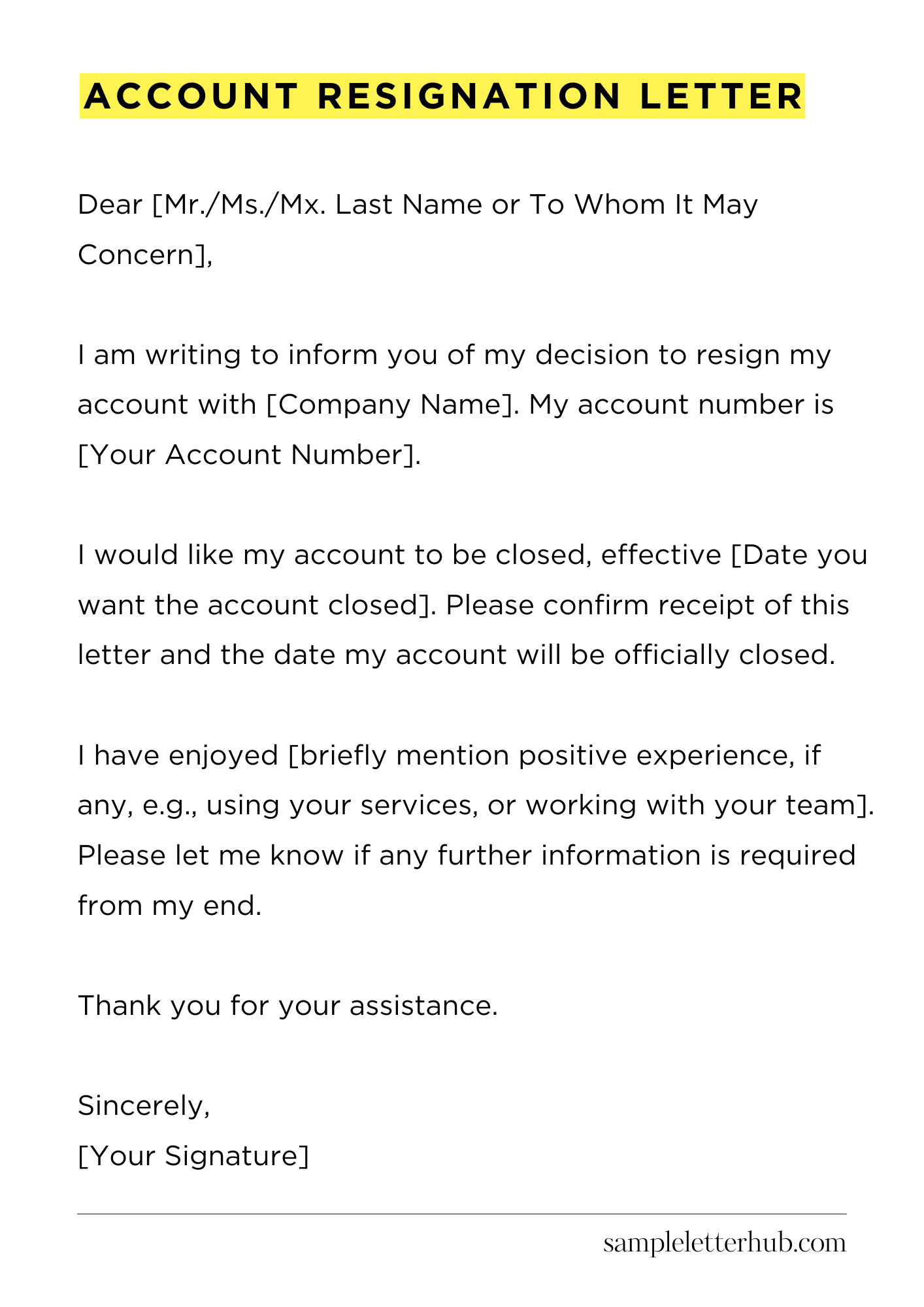 Account Resignation Letter