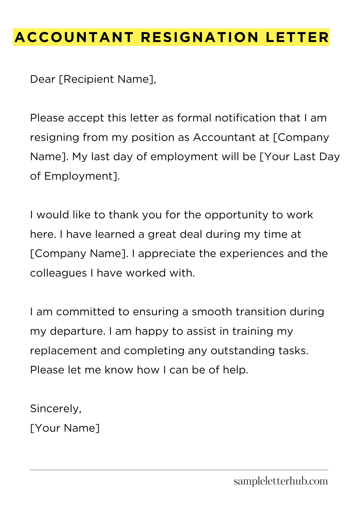 Accountant Resignation Letter