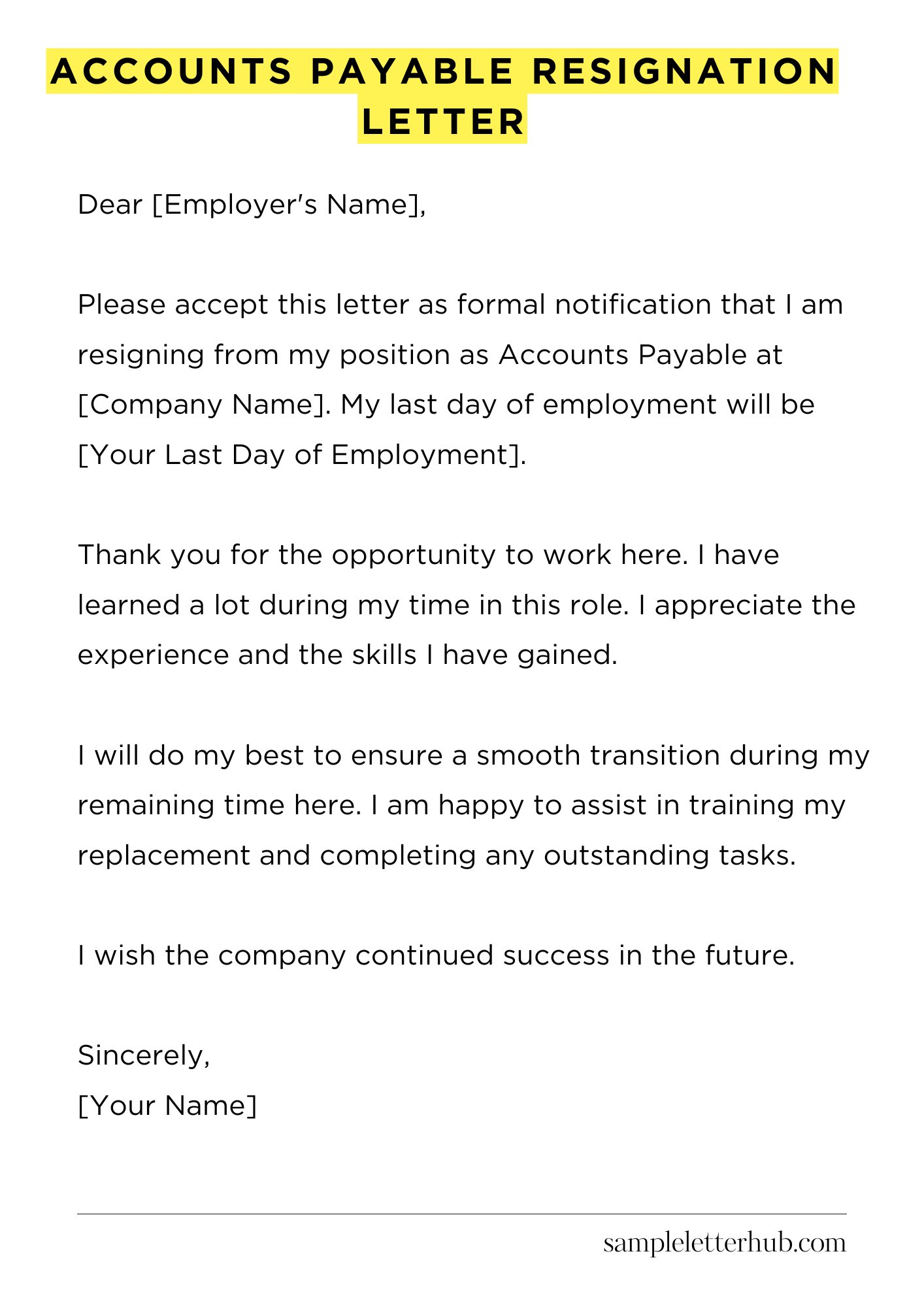 Accounts Payable Resignation Letter
