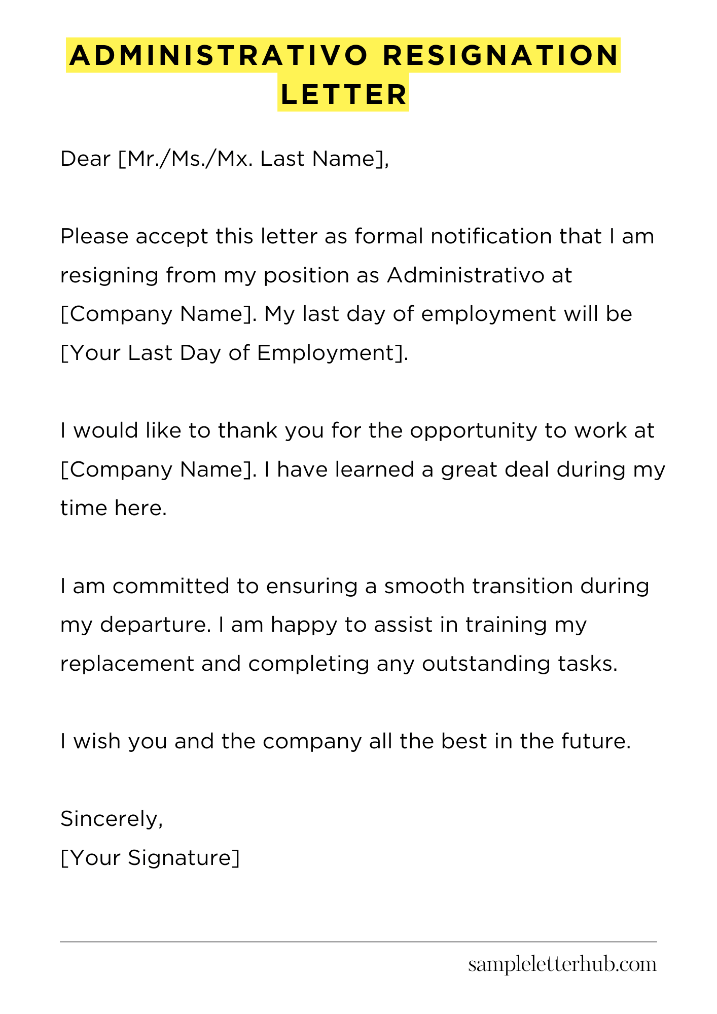 Administrativo Resignation Letter