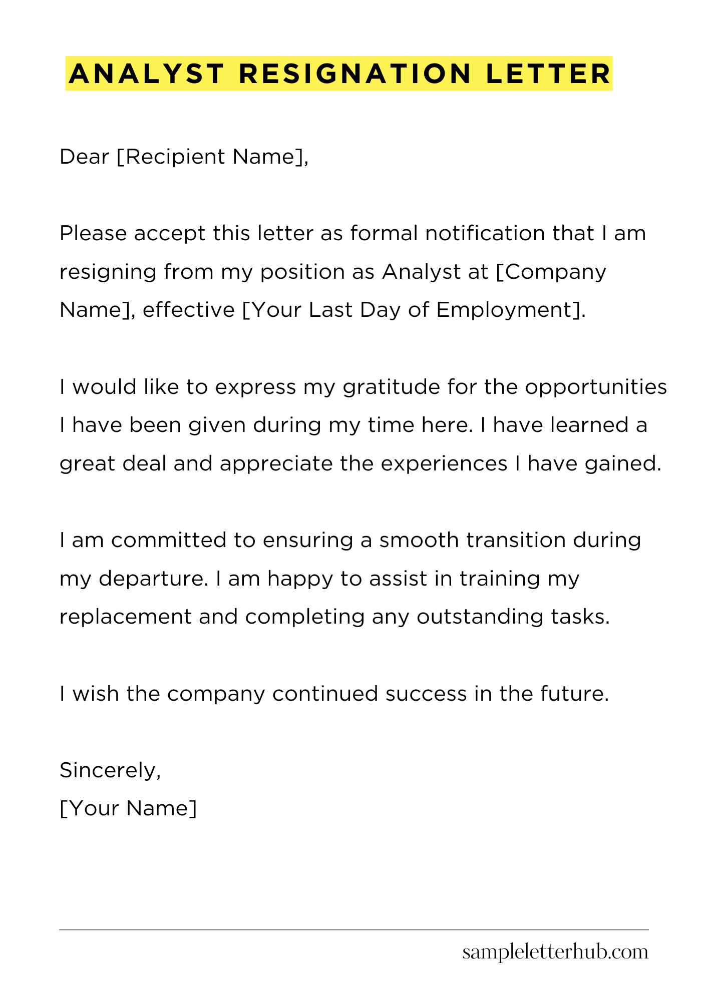 Analyst Resignation Letter