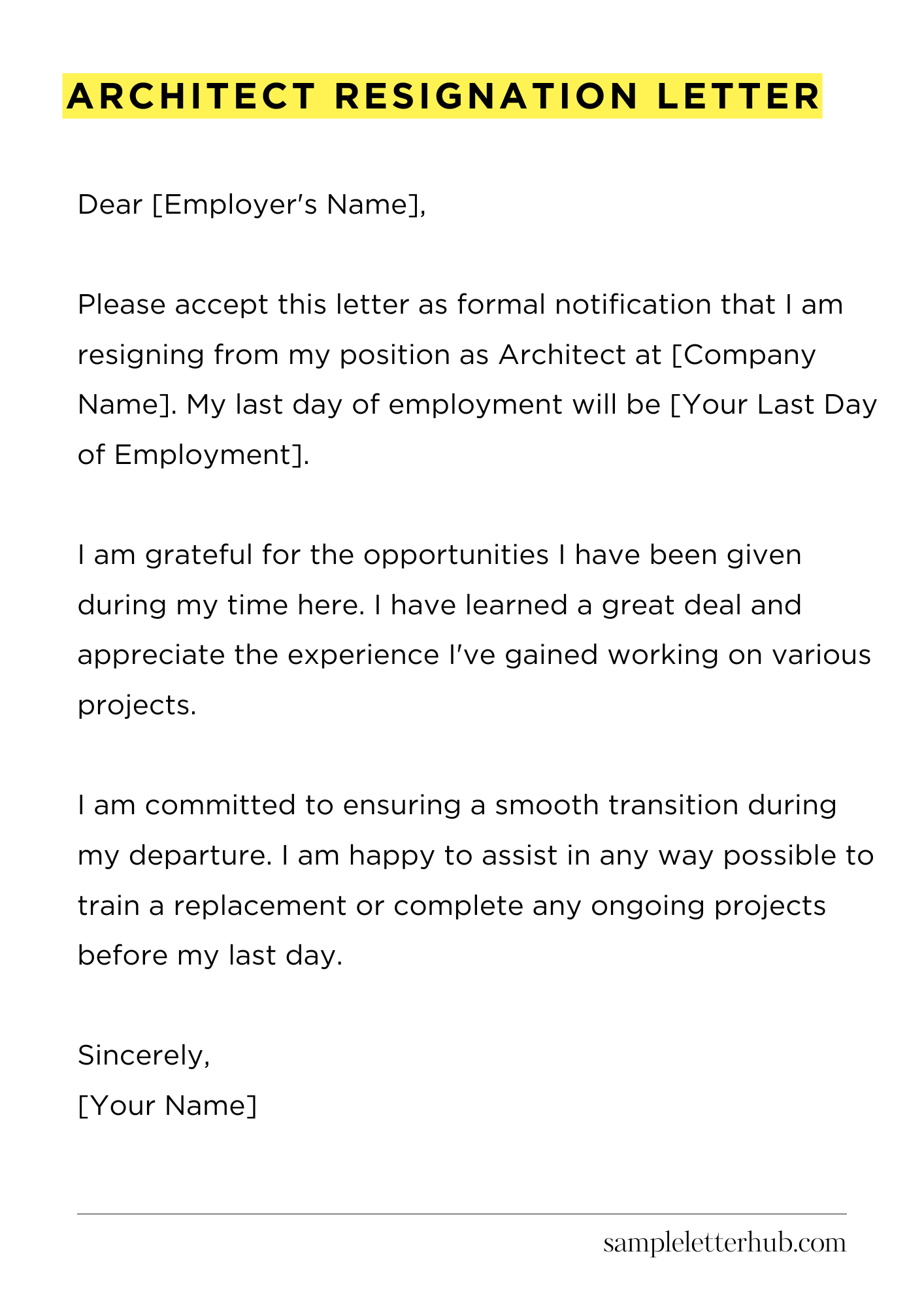 Architect Resignation Letter