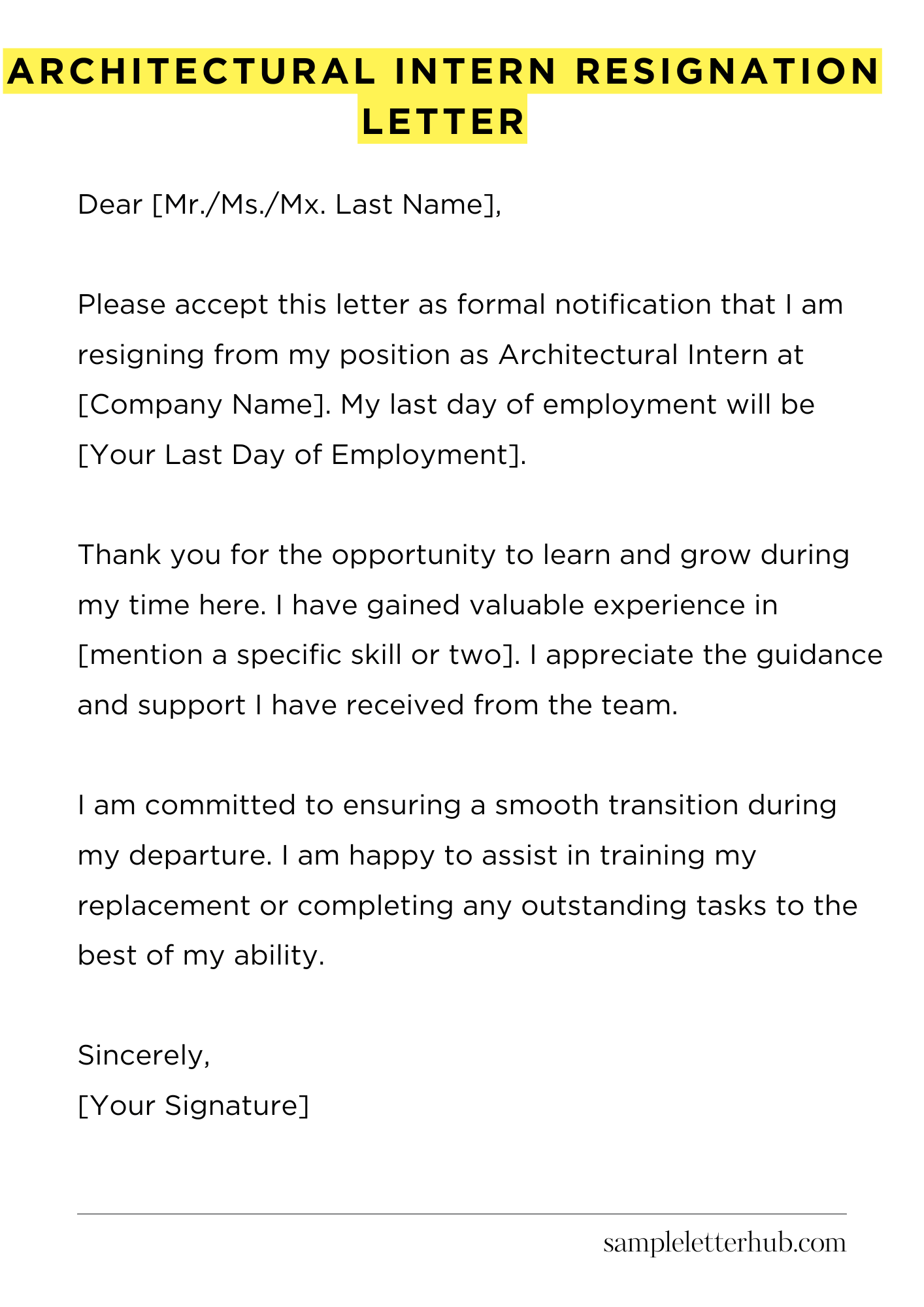 Architectural Intern Resignation Letter