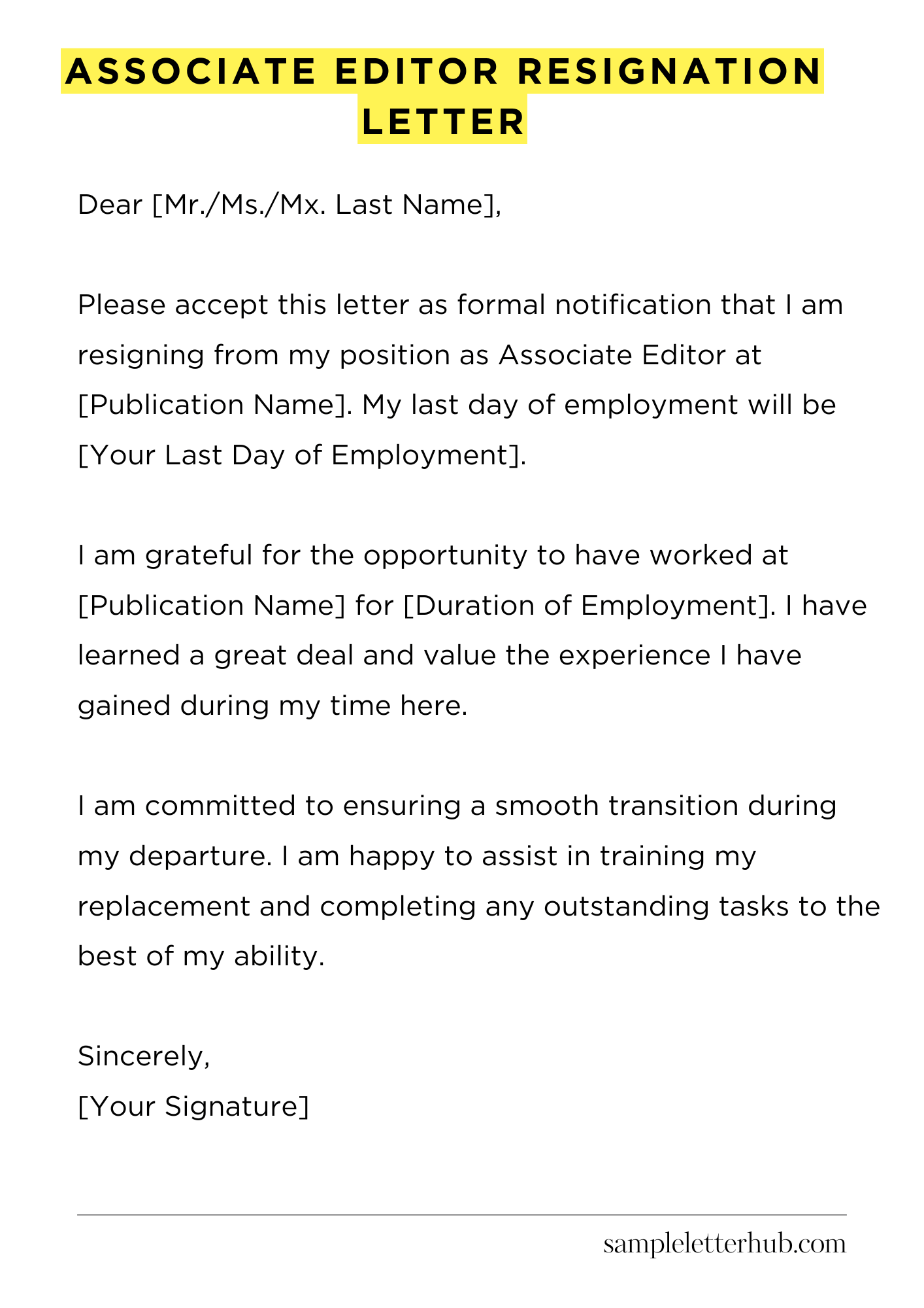 Associate Editor Resignation Letter