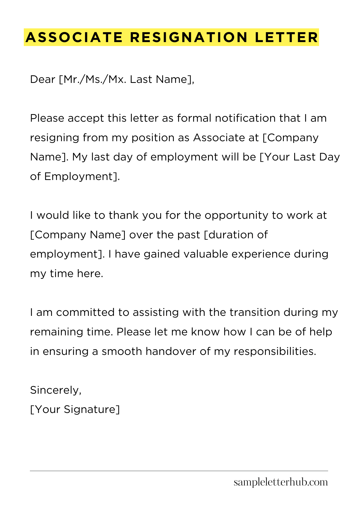 Associate Resignation Letter
