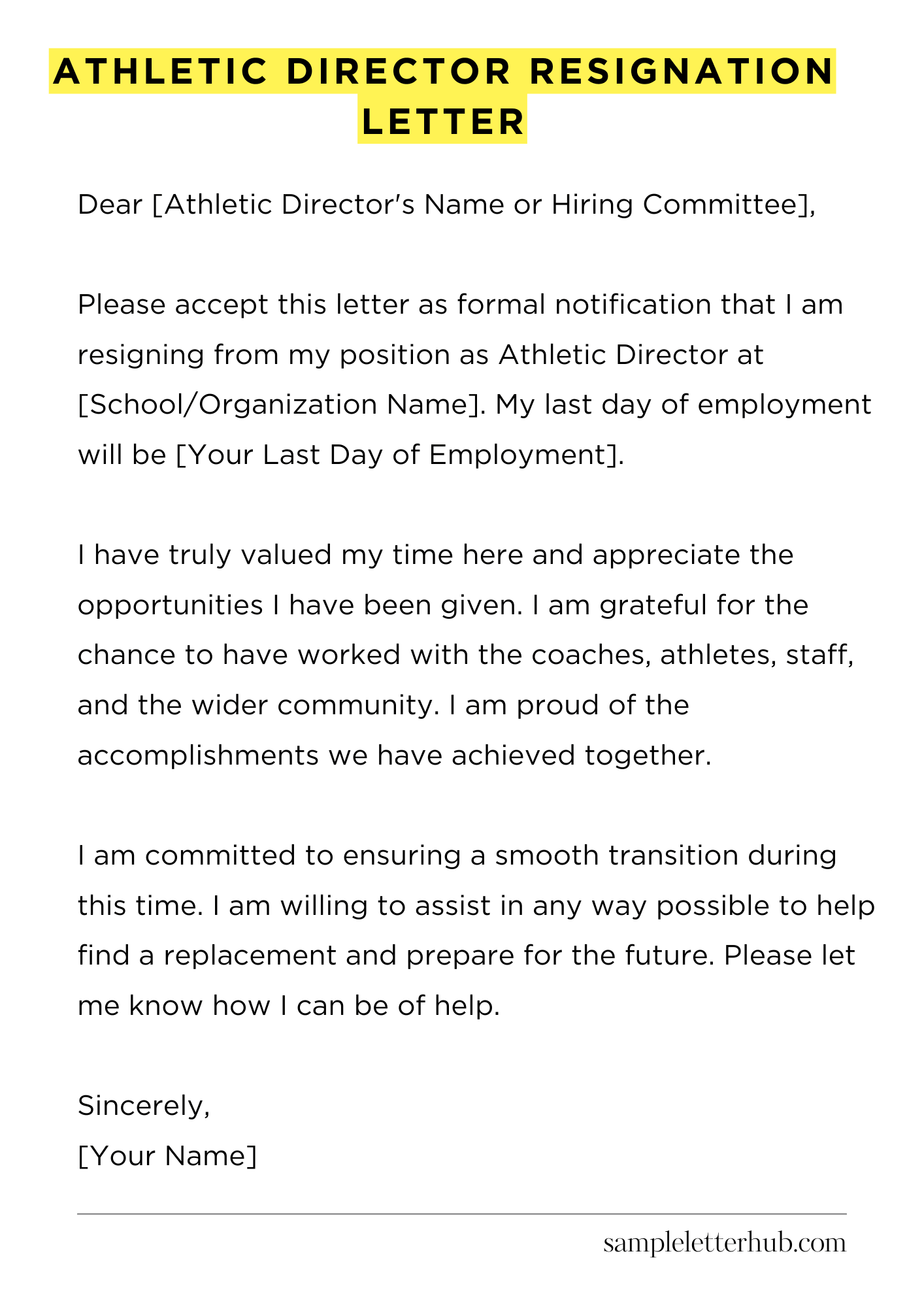 Athletic Director Resignation Letter