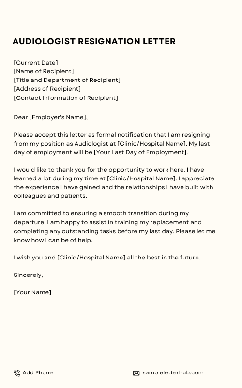 Audiologist Resignation Letter