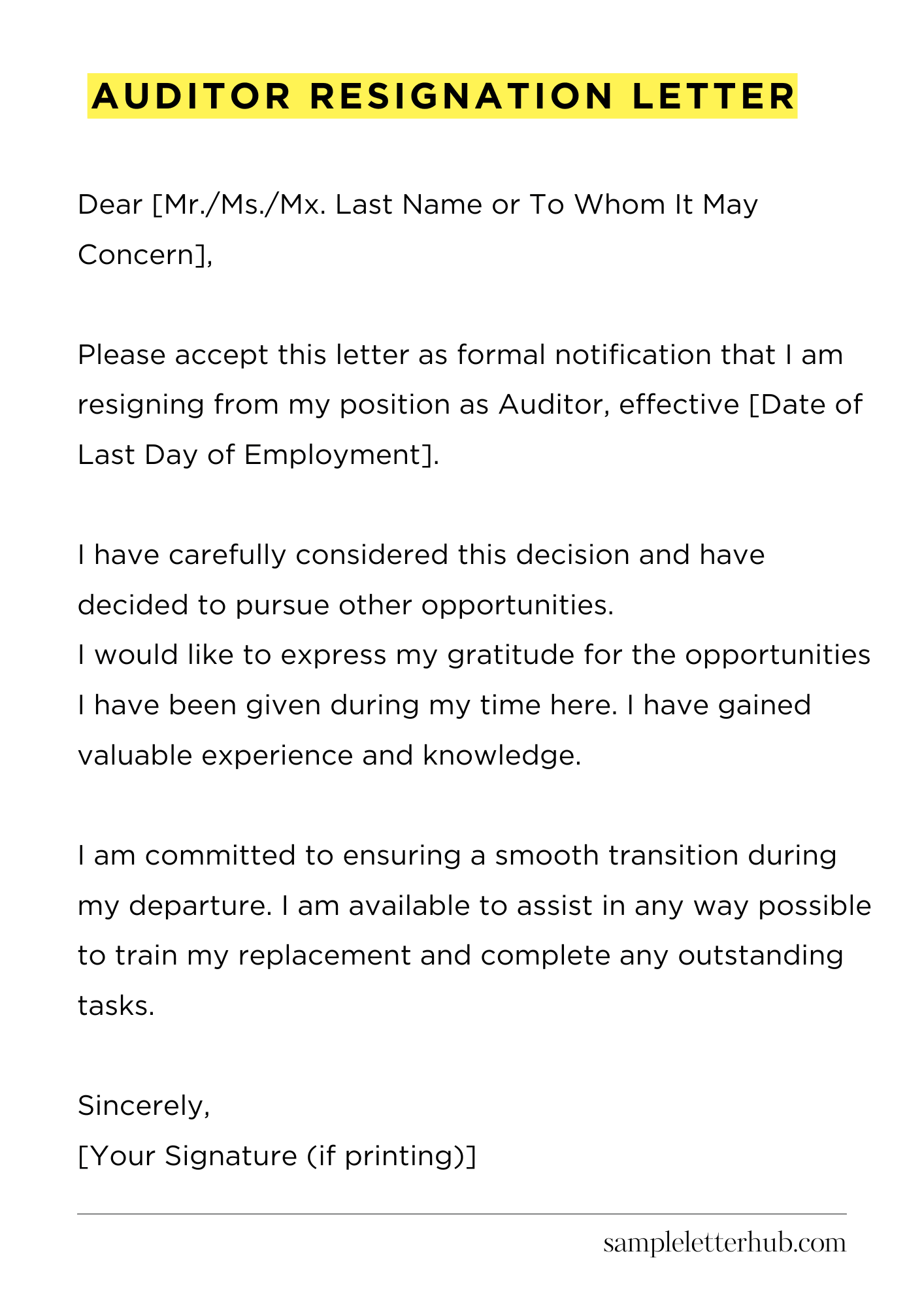 Auditor Resignation Letter