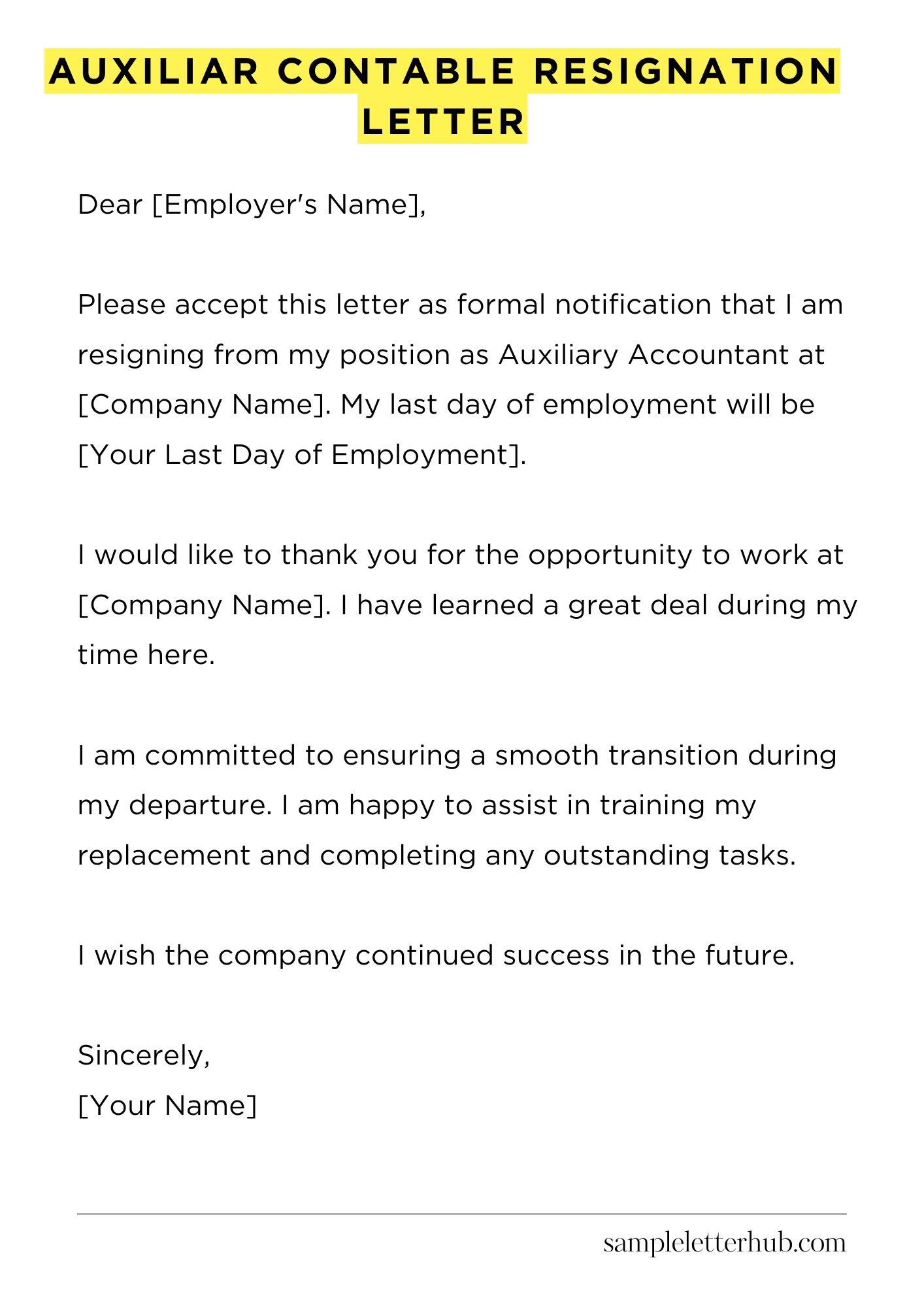 Auxiliar Contable Resignation Letter