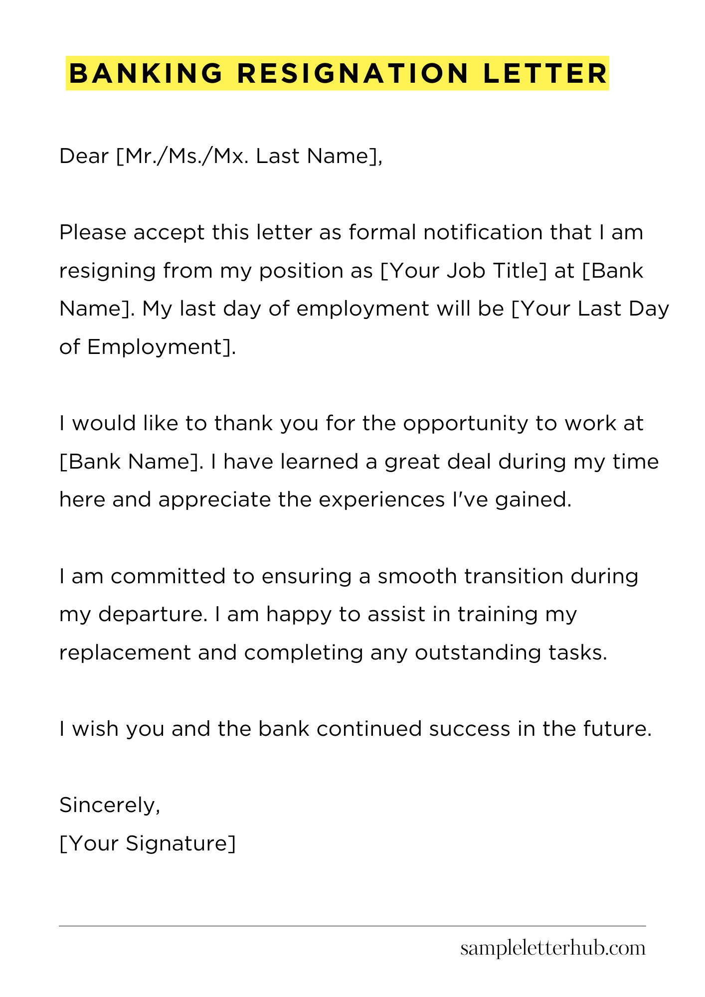 Banking Resignation Letter