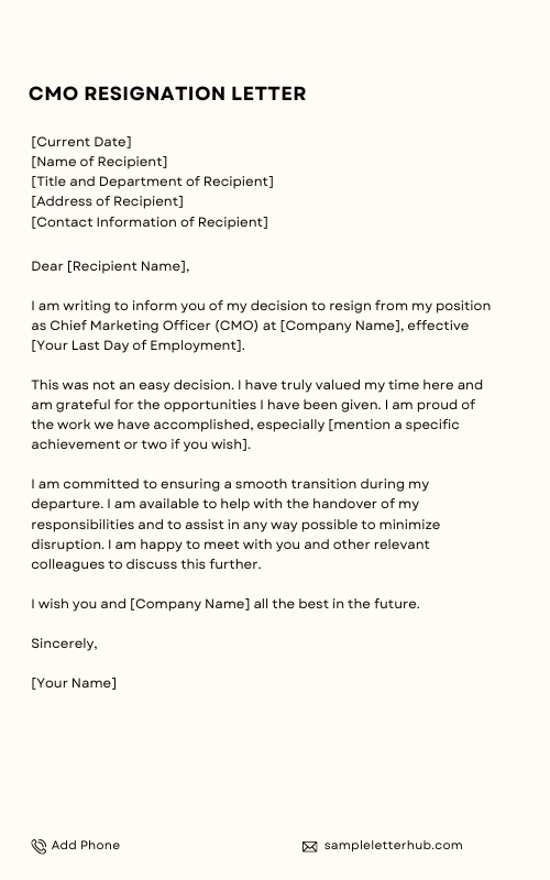 CMO Resignation Letter