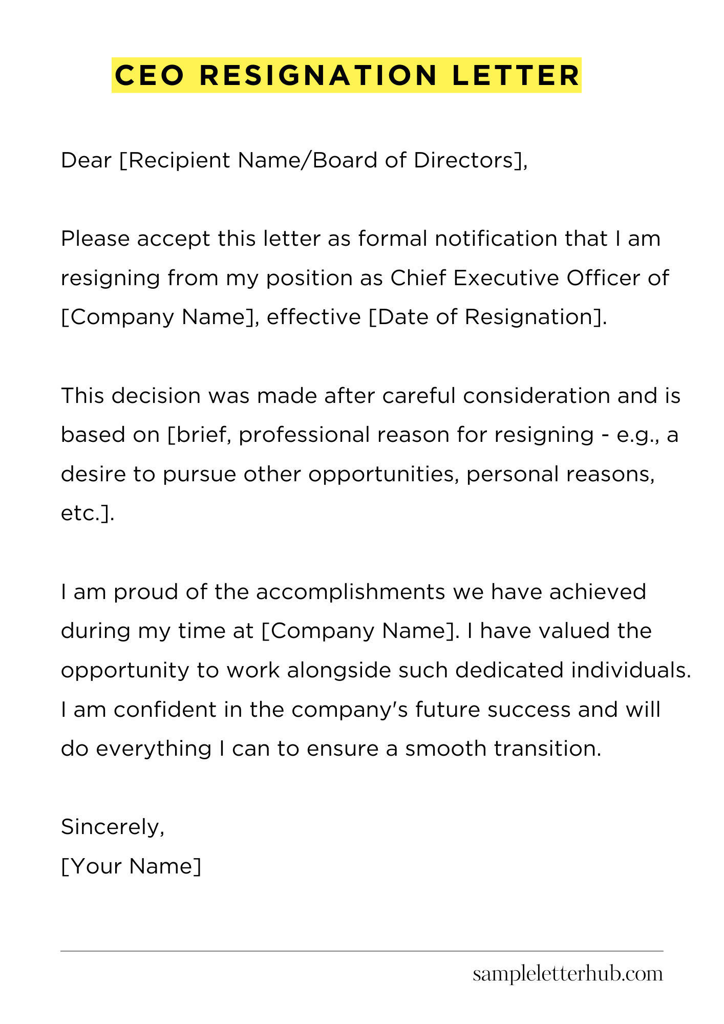 Ceo Resignation Letter
