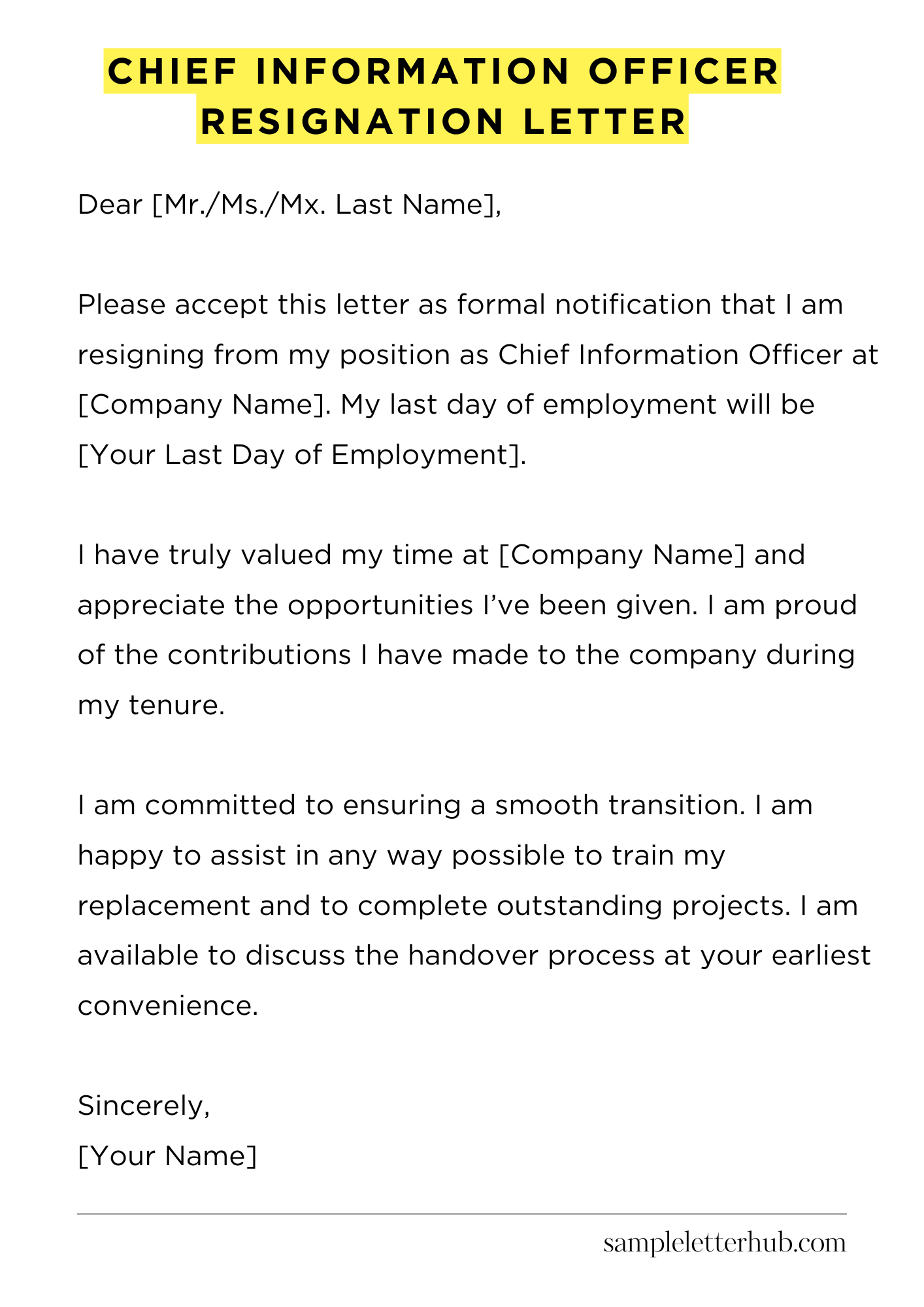 Chief Information Officer Resignation Letter