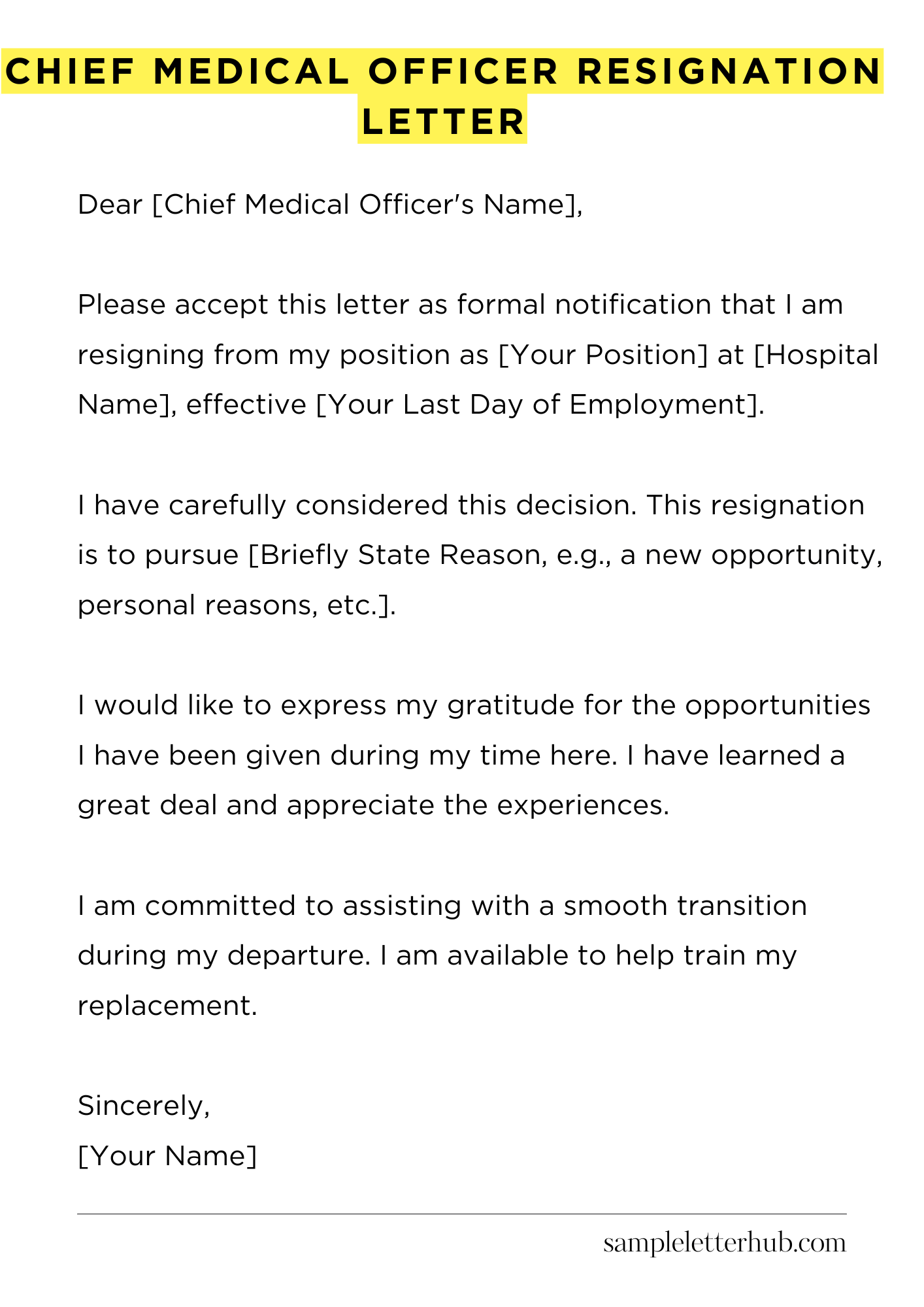 Chief Medical Officer Resignation Letter