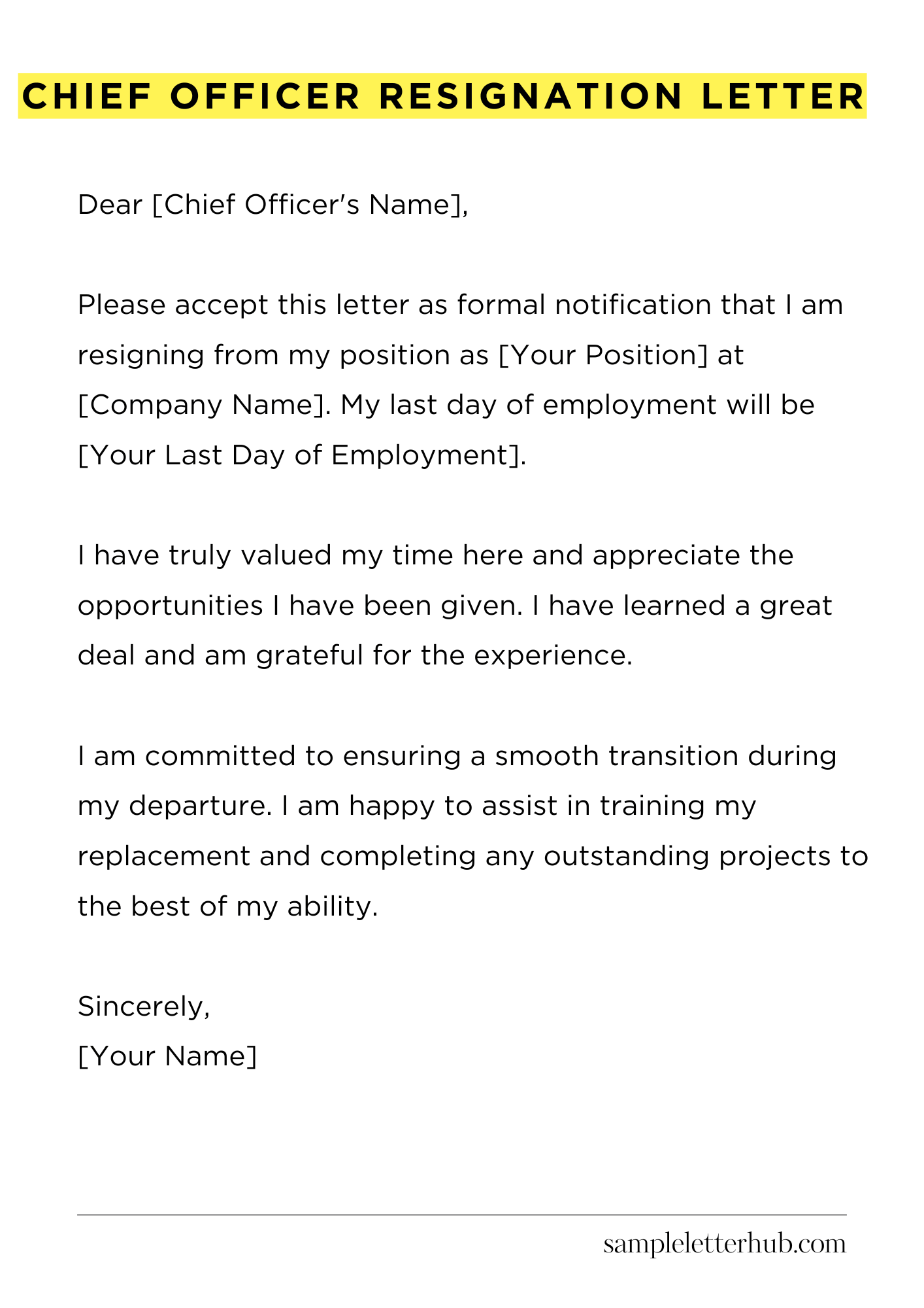 Chief Officer Resignation Letter