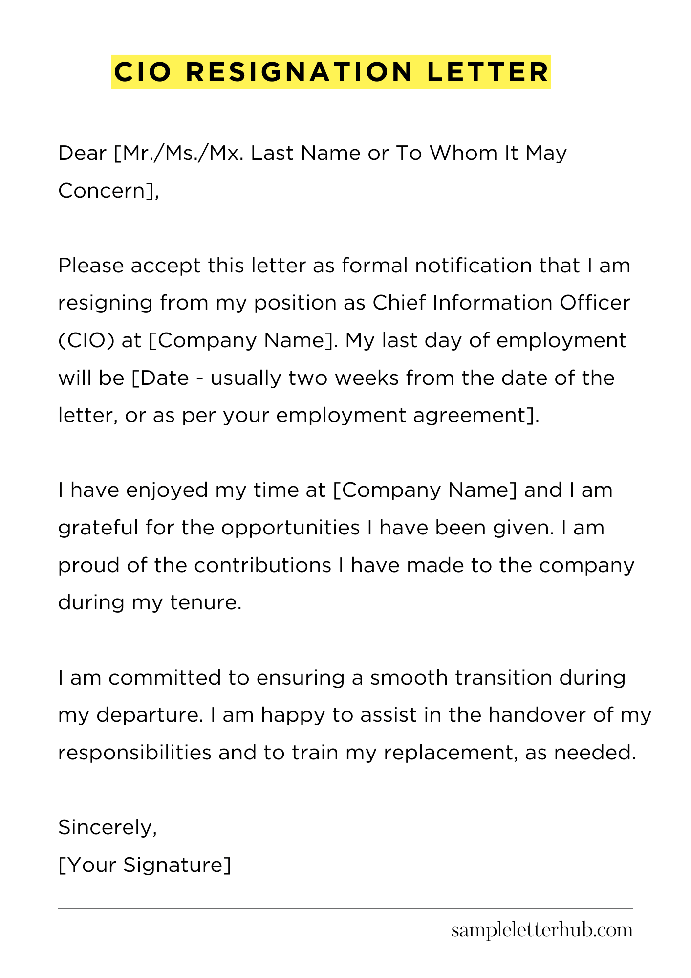 Cio Resignation Letter