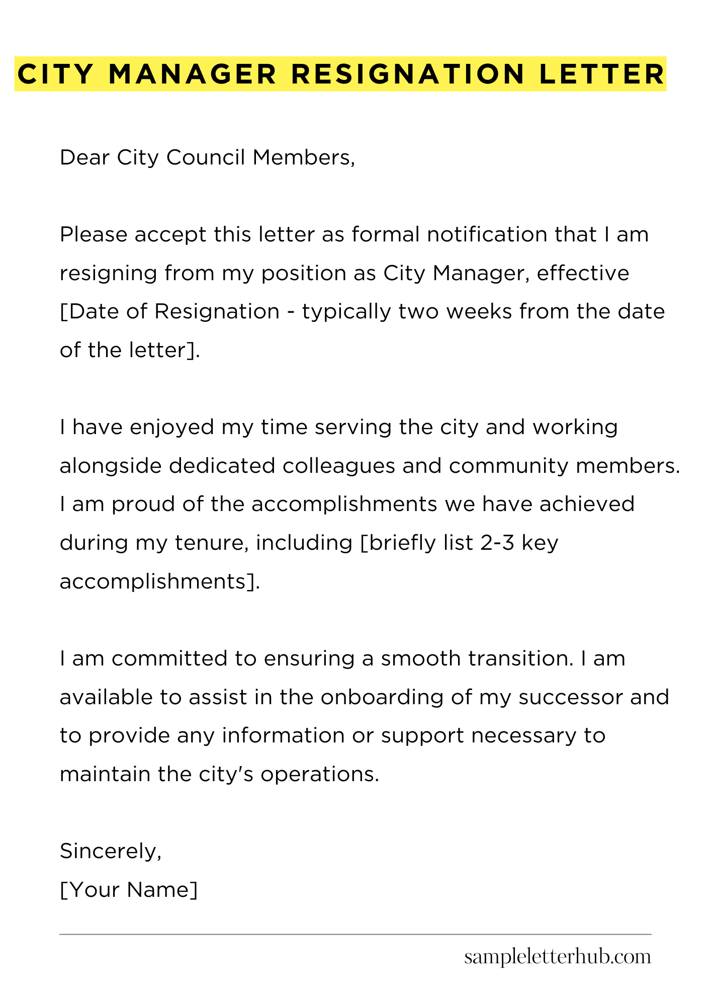City Manager Resignation Letter