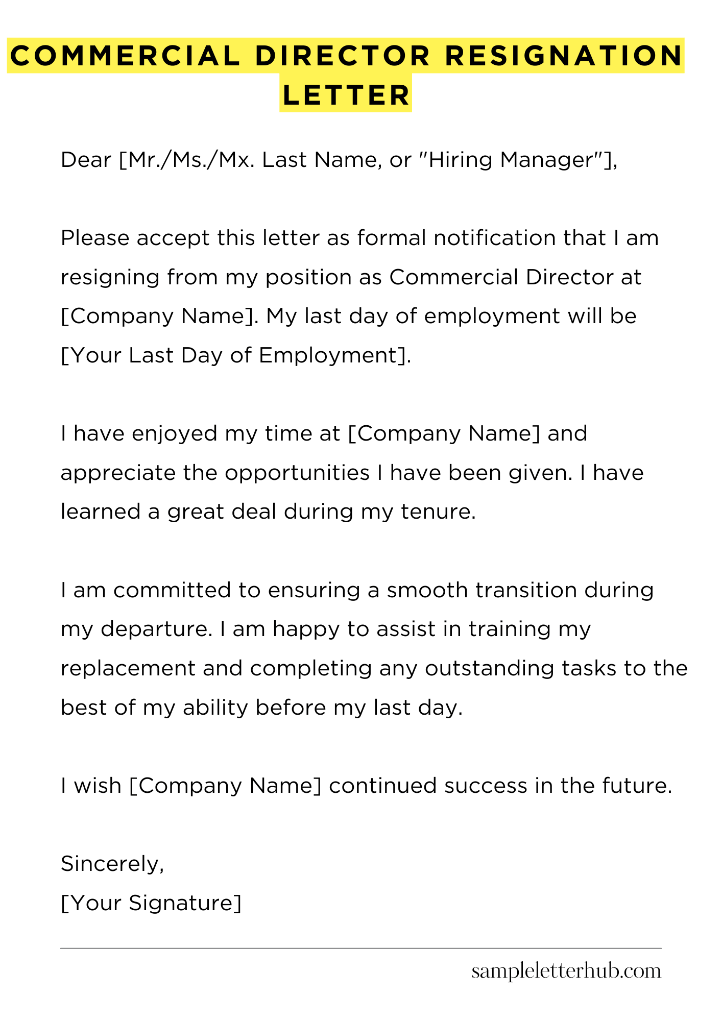 Commercial Director Resignation Letter