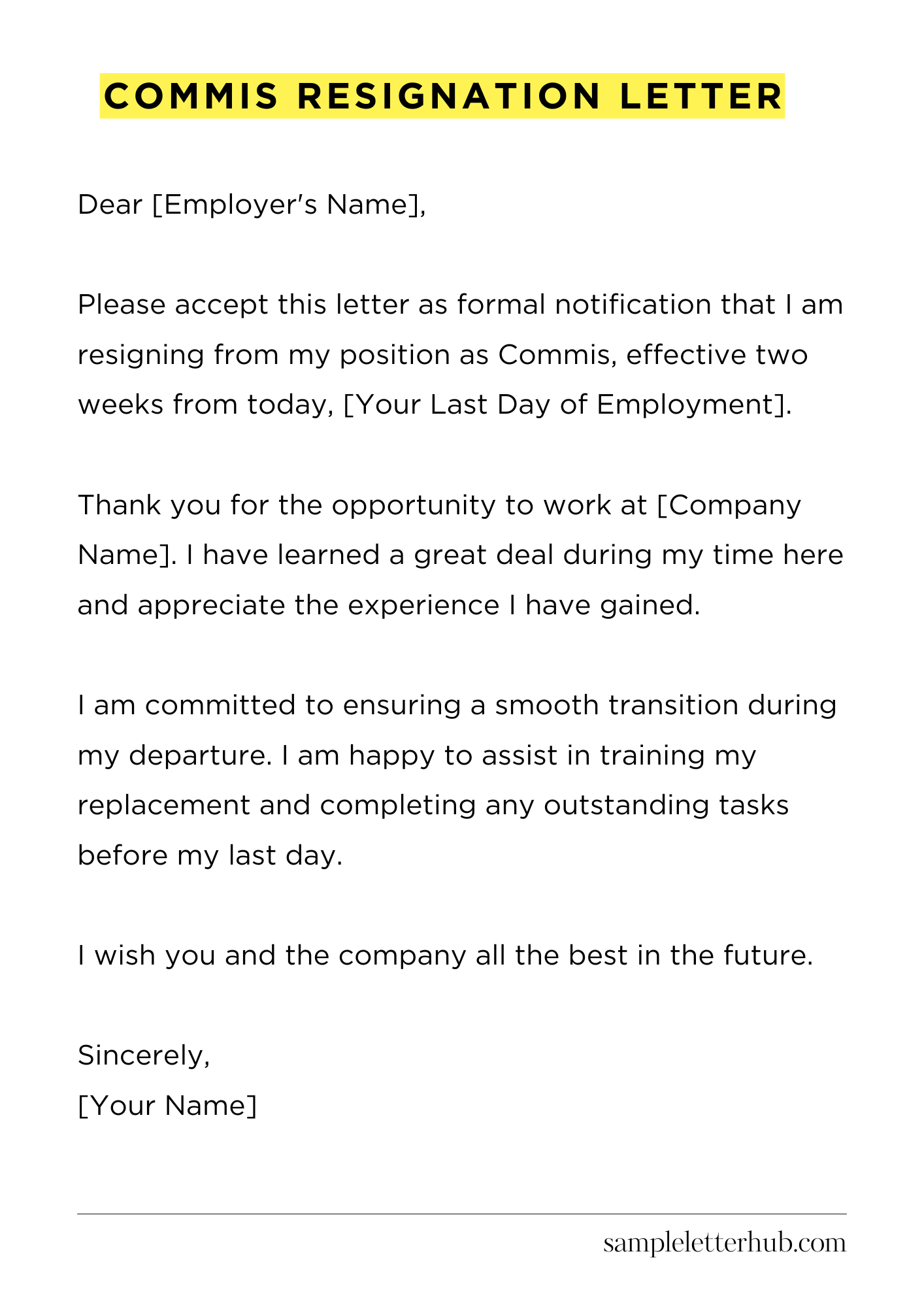 Commis Resignation Letter