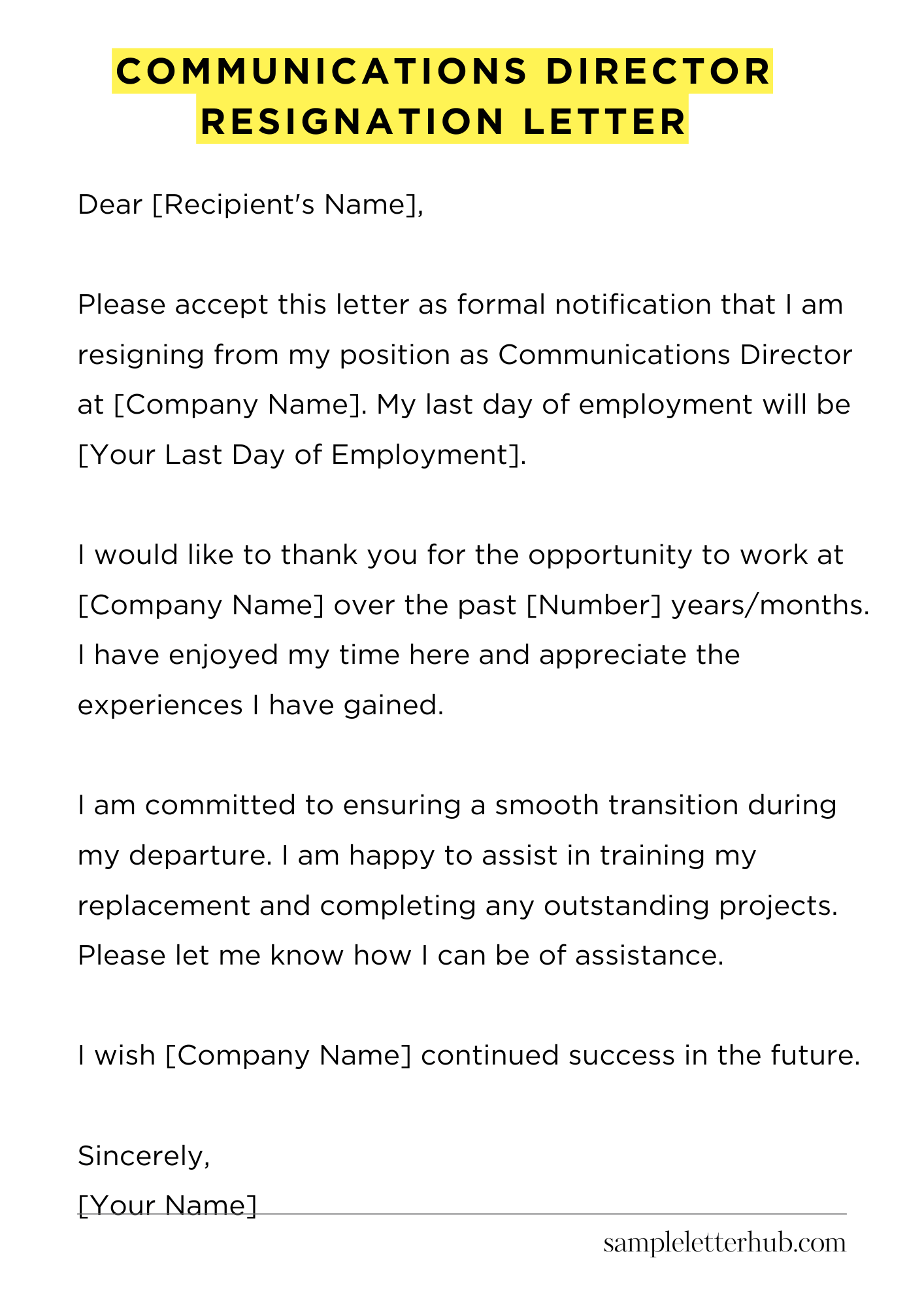 Communications Director Resignation Letter