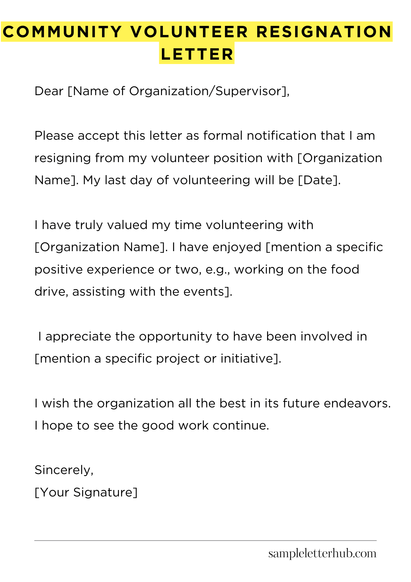 Community Volunteer Resignation Letter