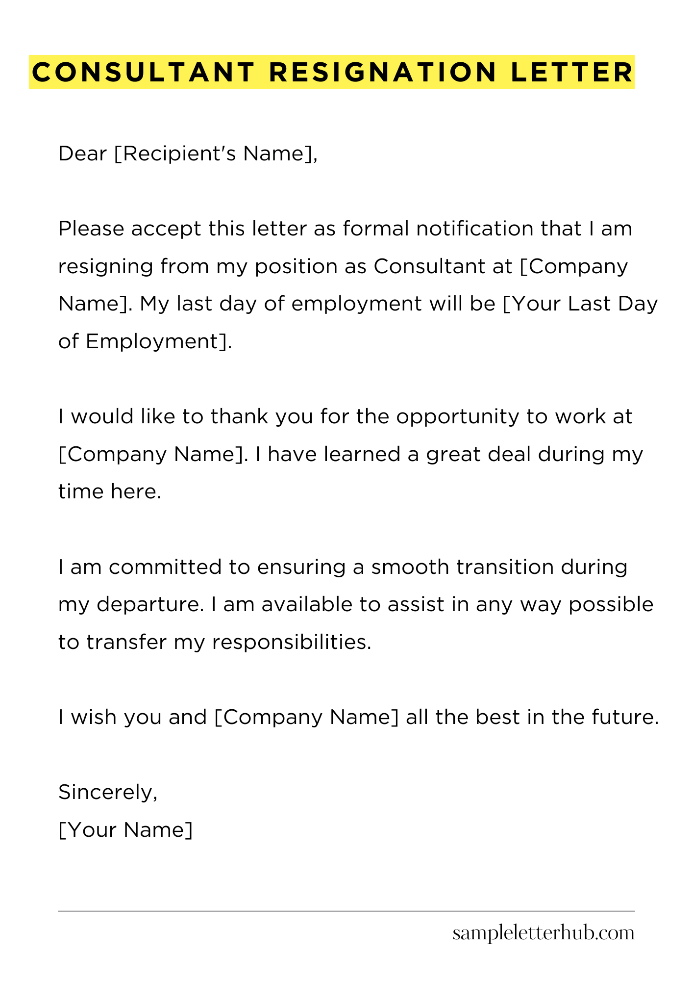 Consultant Resignation Letter