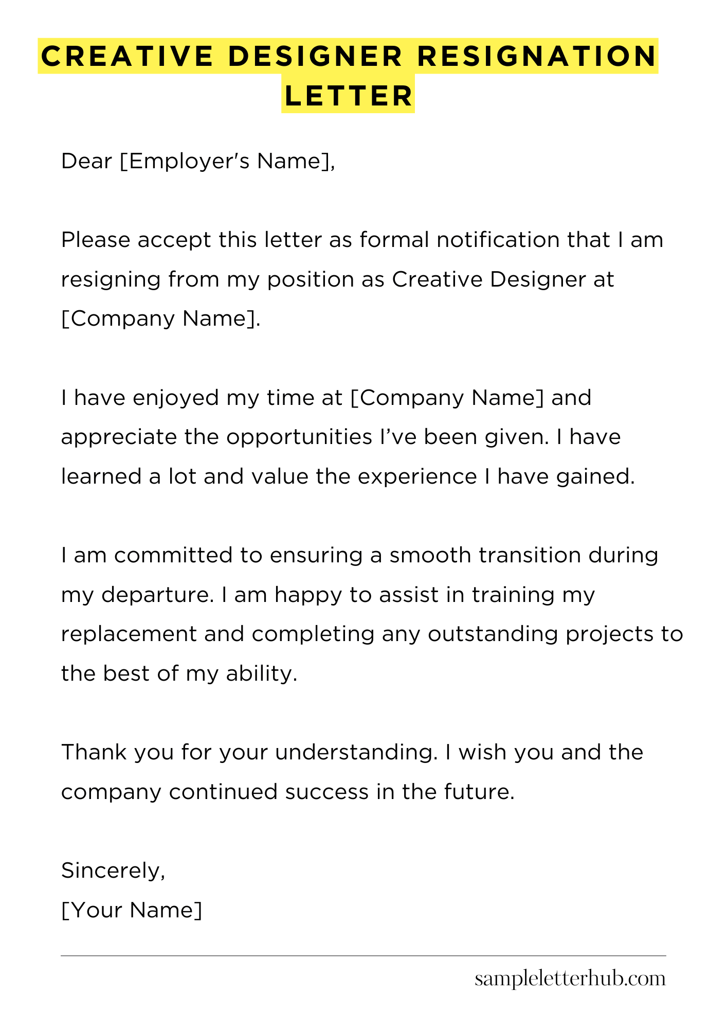 Creative Designer Resignation Letter