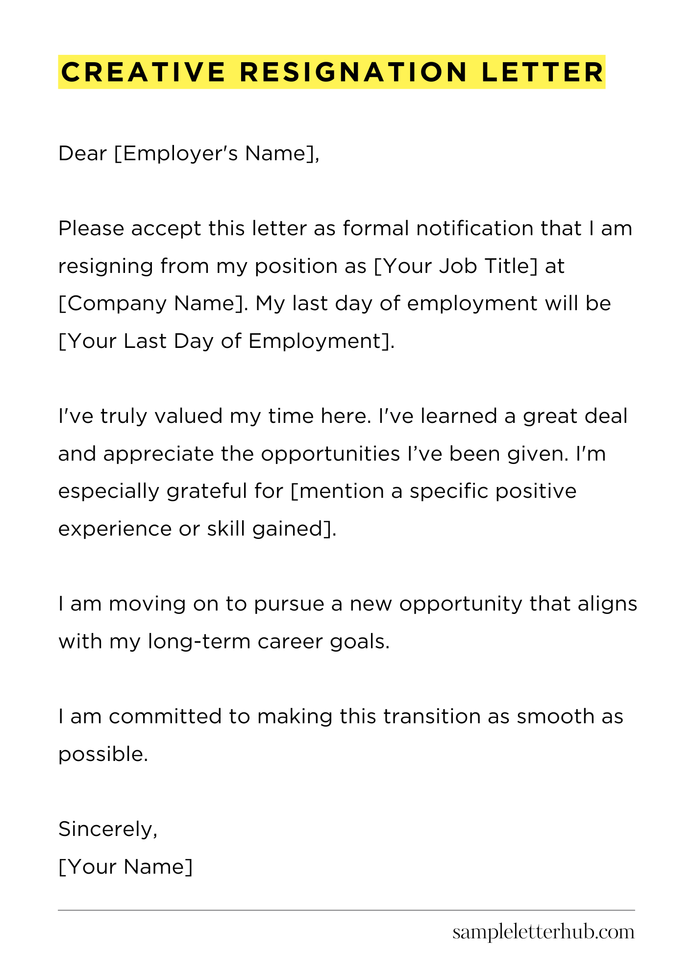 Creative Resignation Letter