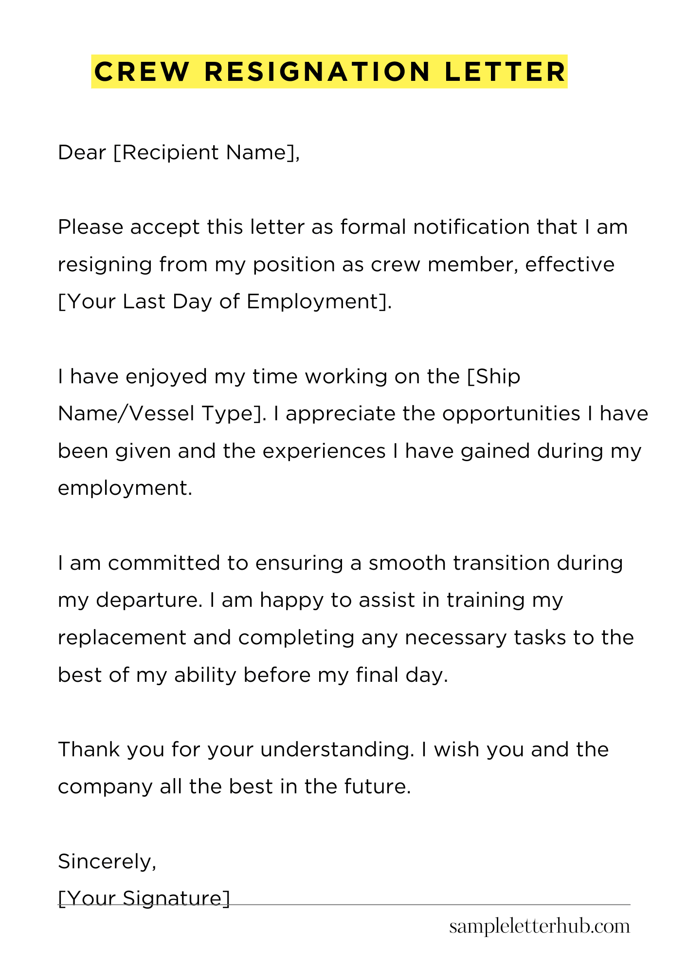 Crew Resignation Letter