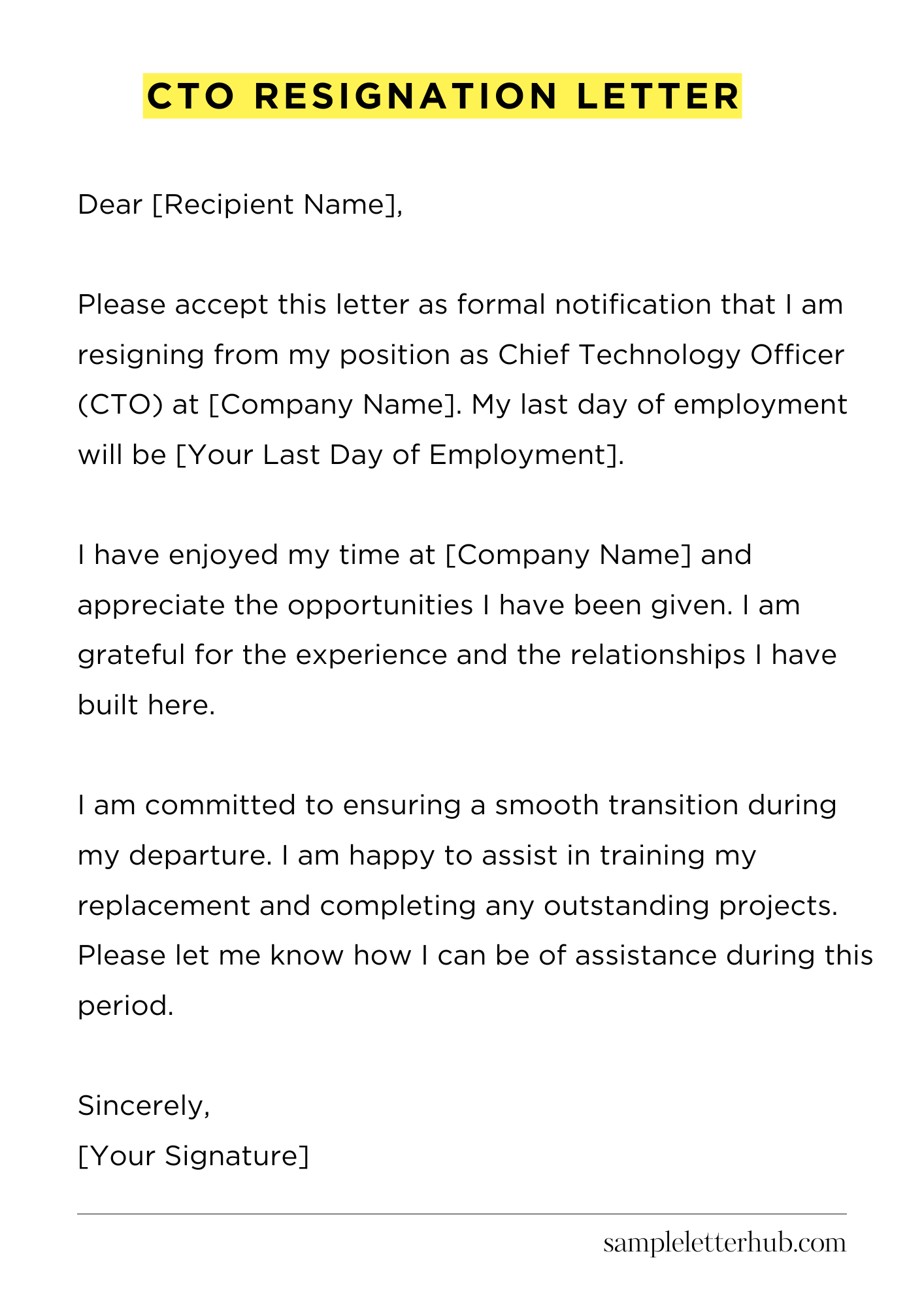 Cto Resignation Letter