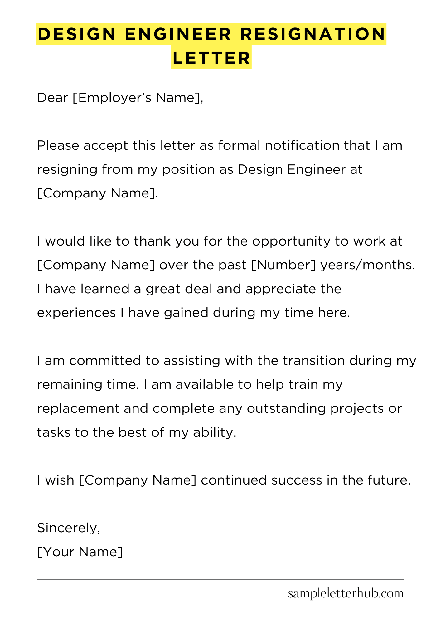 Design Engineer Resignation Letter