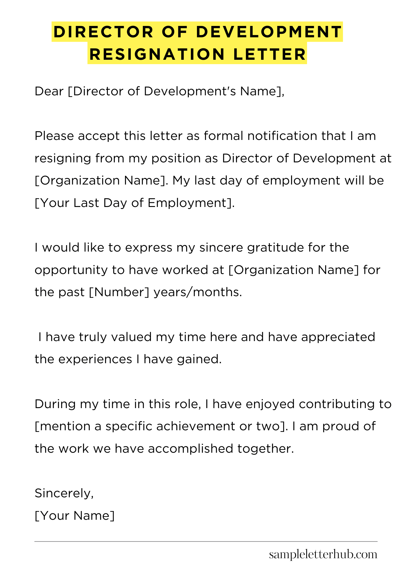 Director Of Development Resignation Letter