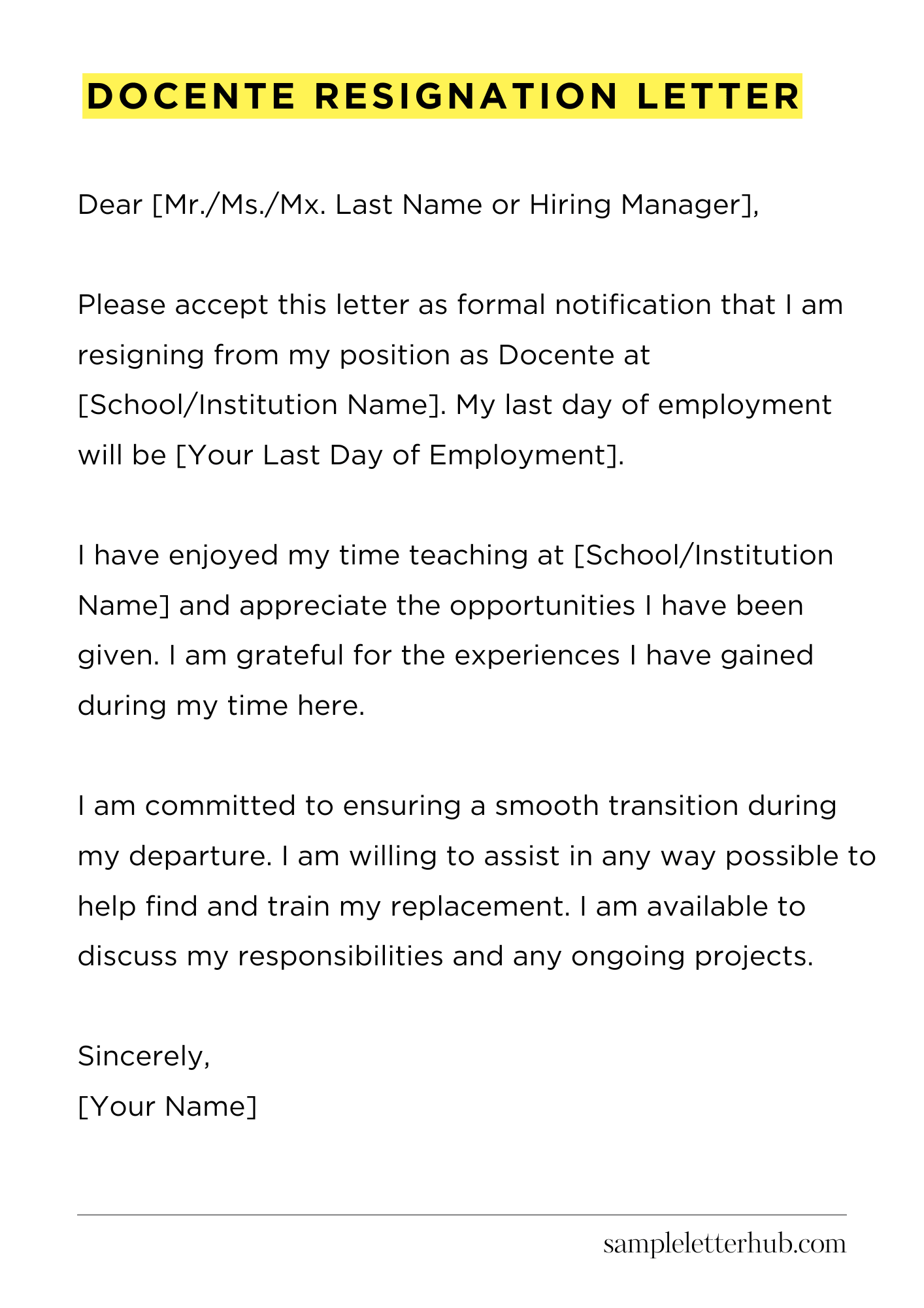 Docente Resignation Letter